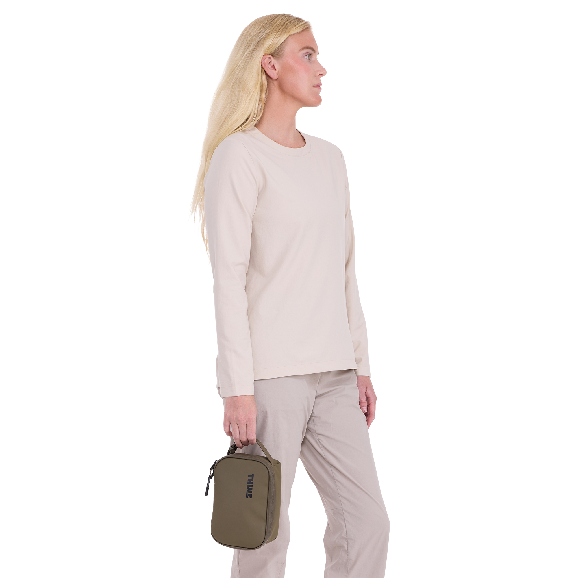 Thule Chasm Small Gear Cube in Deep Khaki — lifestyle # color_Deep Khaki