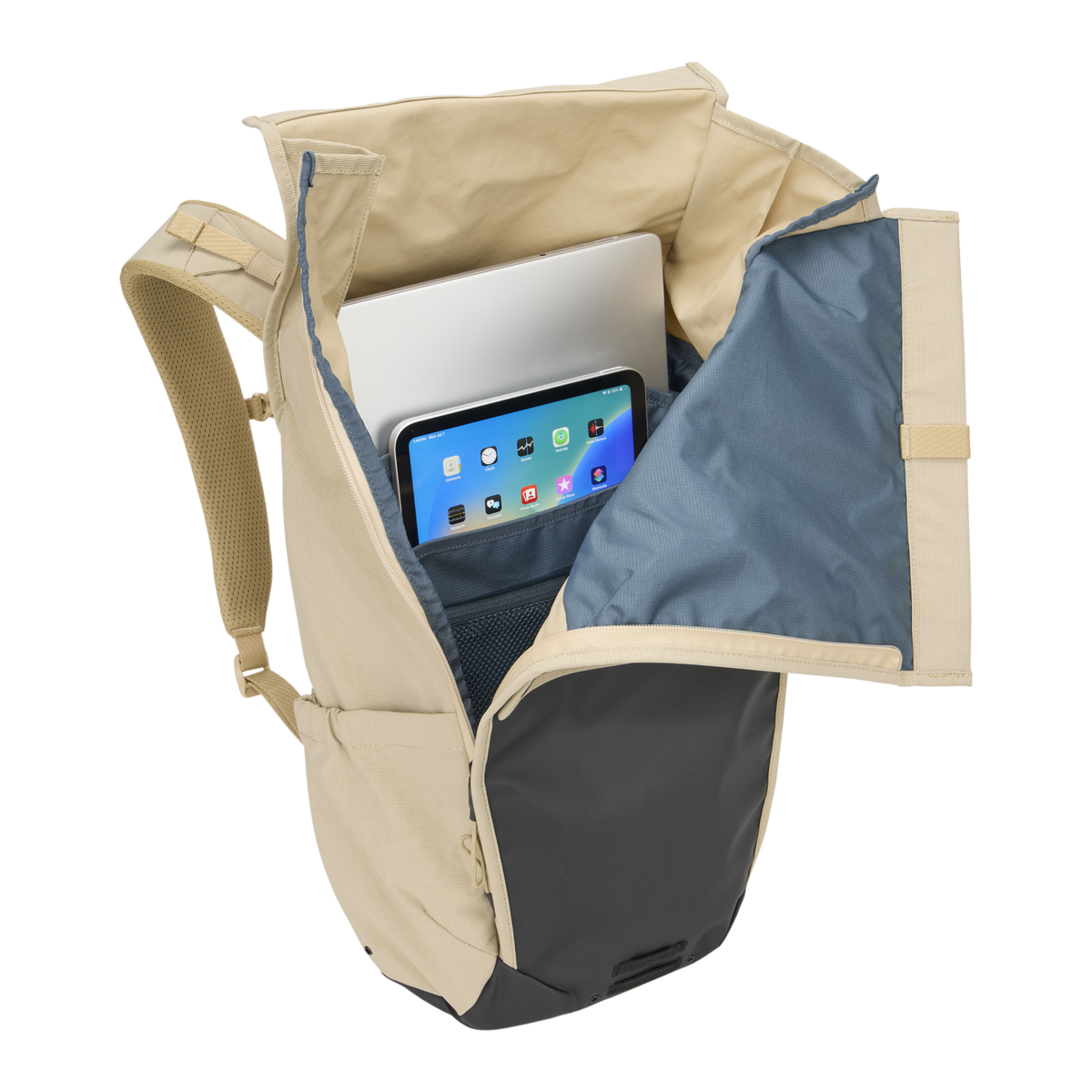 Thule Paramount Bike Commute Backpack 20L in Gentle Beige — interior view