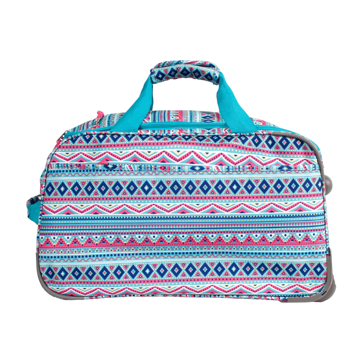 J World Duane Rolling Duffel Bag in Mint Tribal — front view 4 # color_Mint Tribal