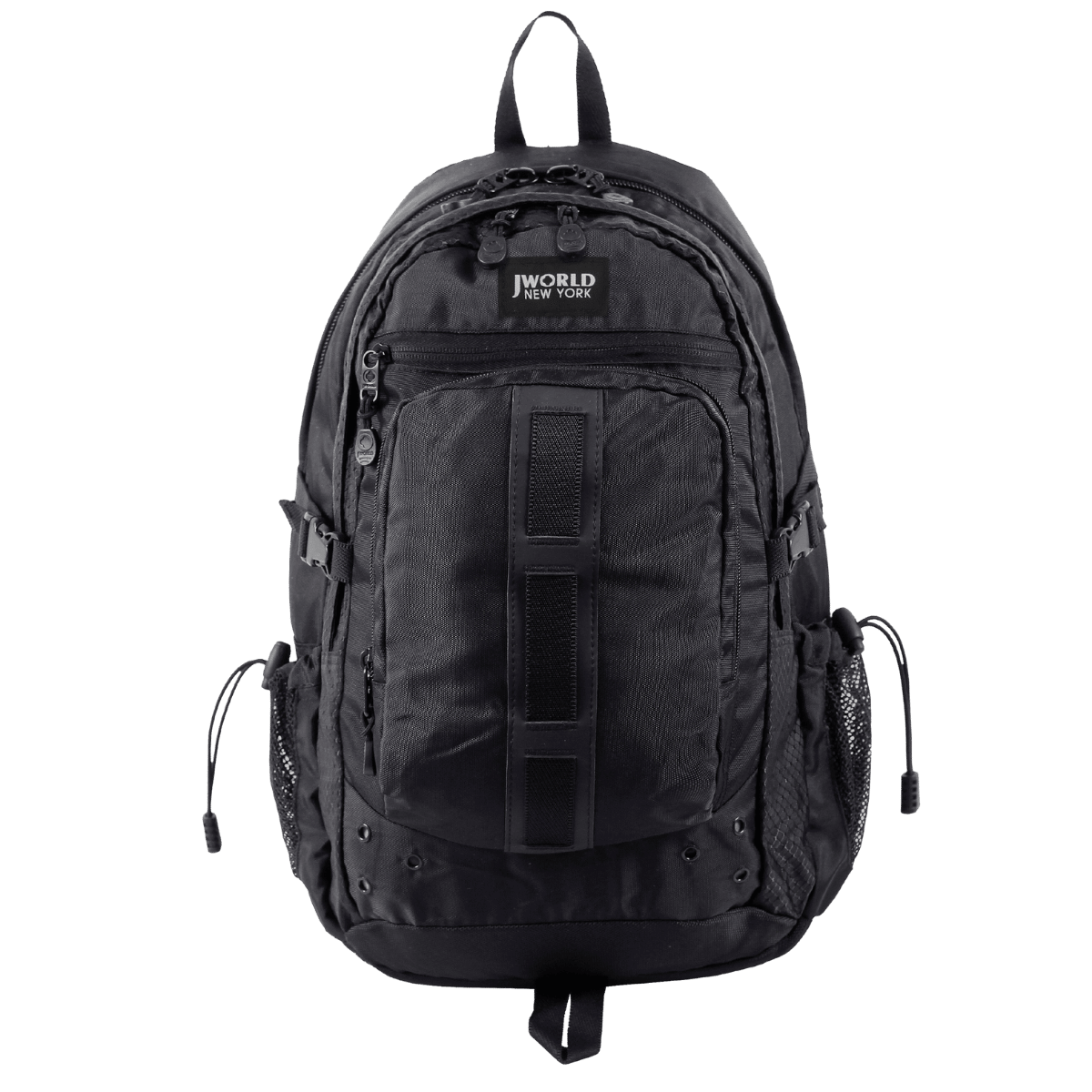 J World Gravit Laptop Backpack in Black — front view # color_Black