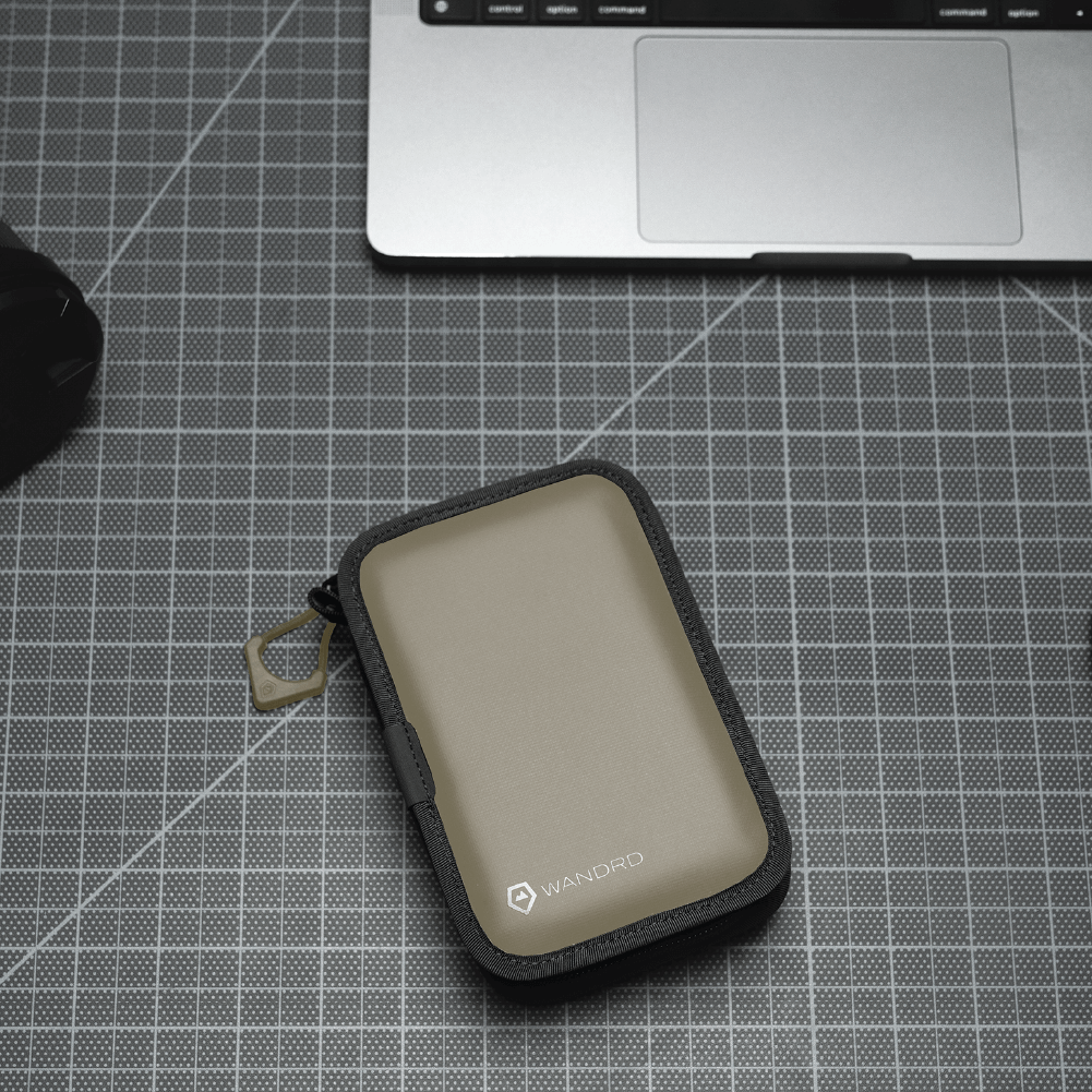 WANDRD Memory Card Case in Yuma Tan — angle view 3