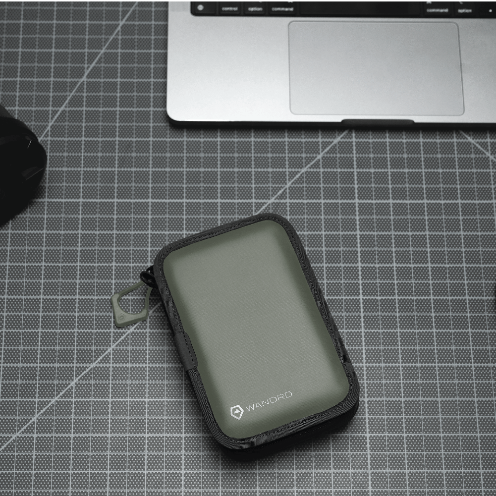 WANDRD Memory Card Case in Wasatch Green — angle view 3
