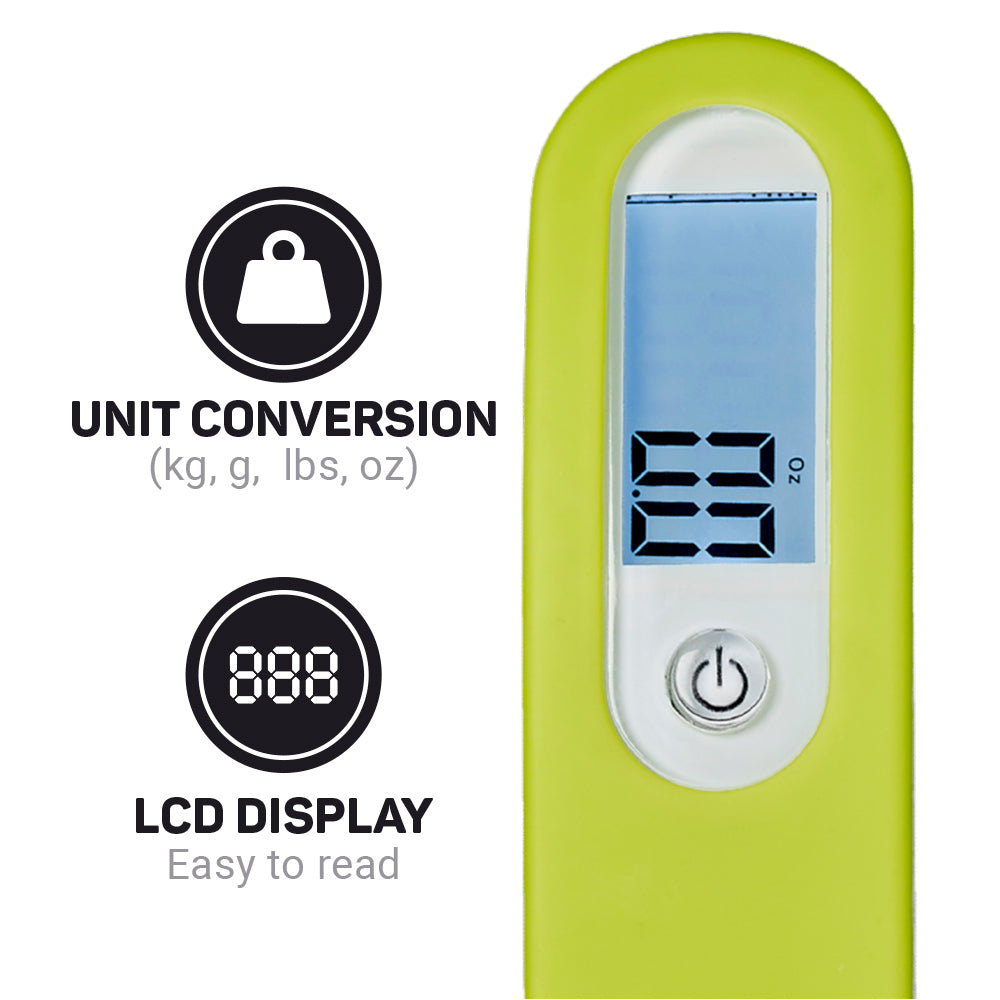 Go Travel Digital Scale in Green — in use