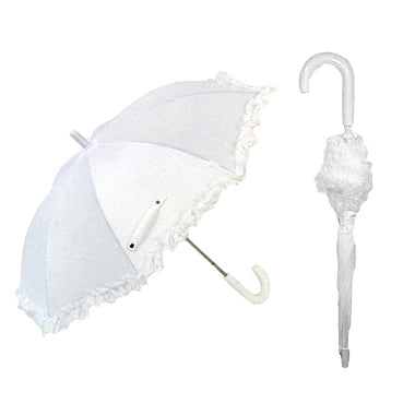 Vista 2025W Children's Ruffle Umbrella in White — front view