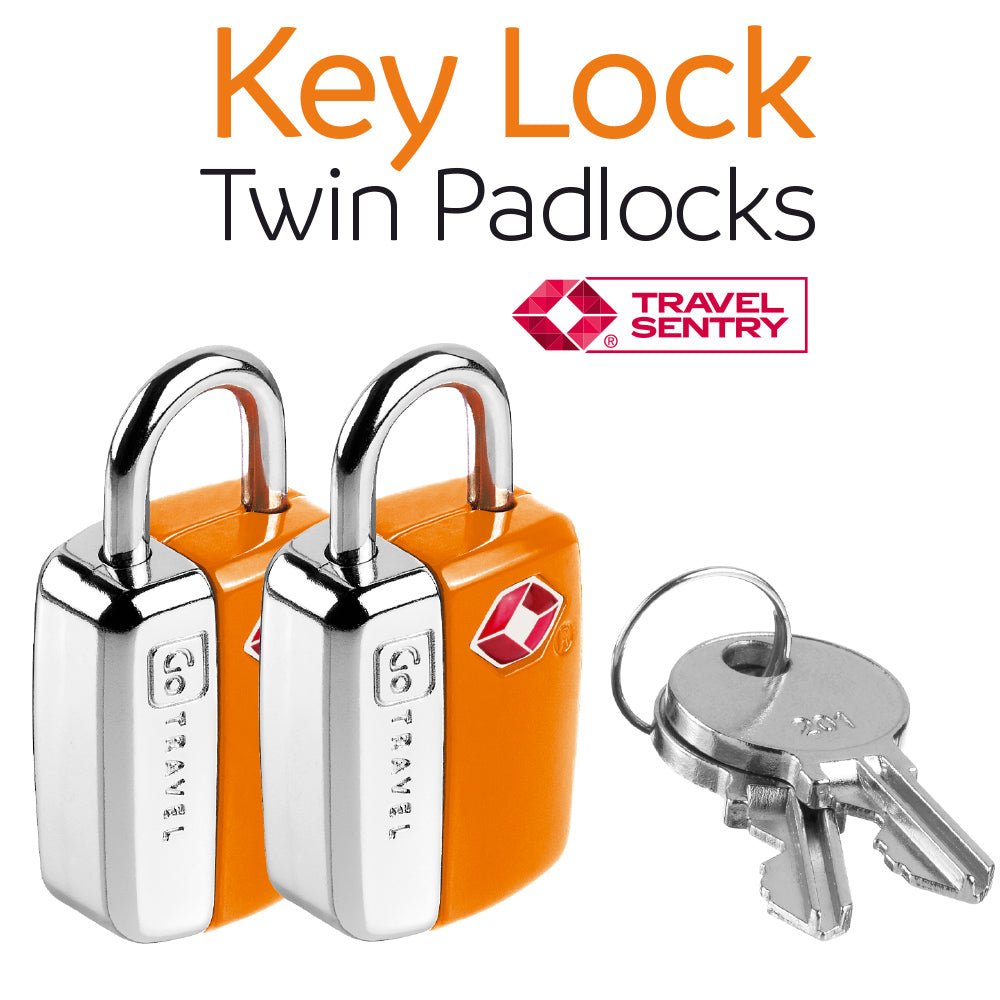 Go Travel Key Lock Twin Padlocks TSA – orange, pair with keys