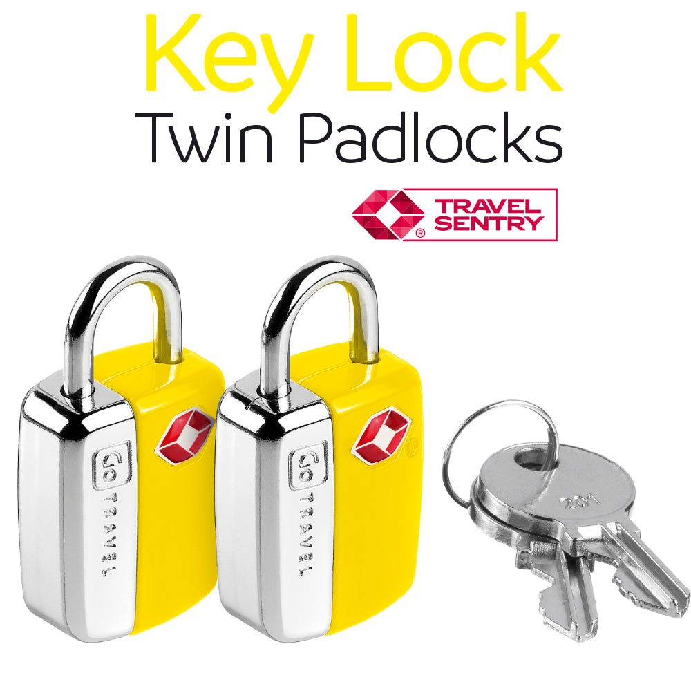 Go Travel Key Lock Twin Padlocks TSA – yellow, pair with keys
