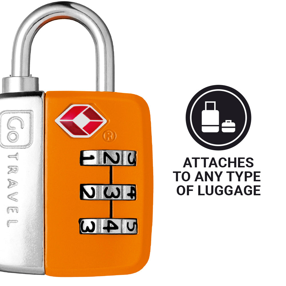 Go Travel Combi Twin TSA Padlocks (Set of 2) in Orange — detail view 2 # color_Orange