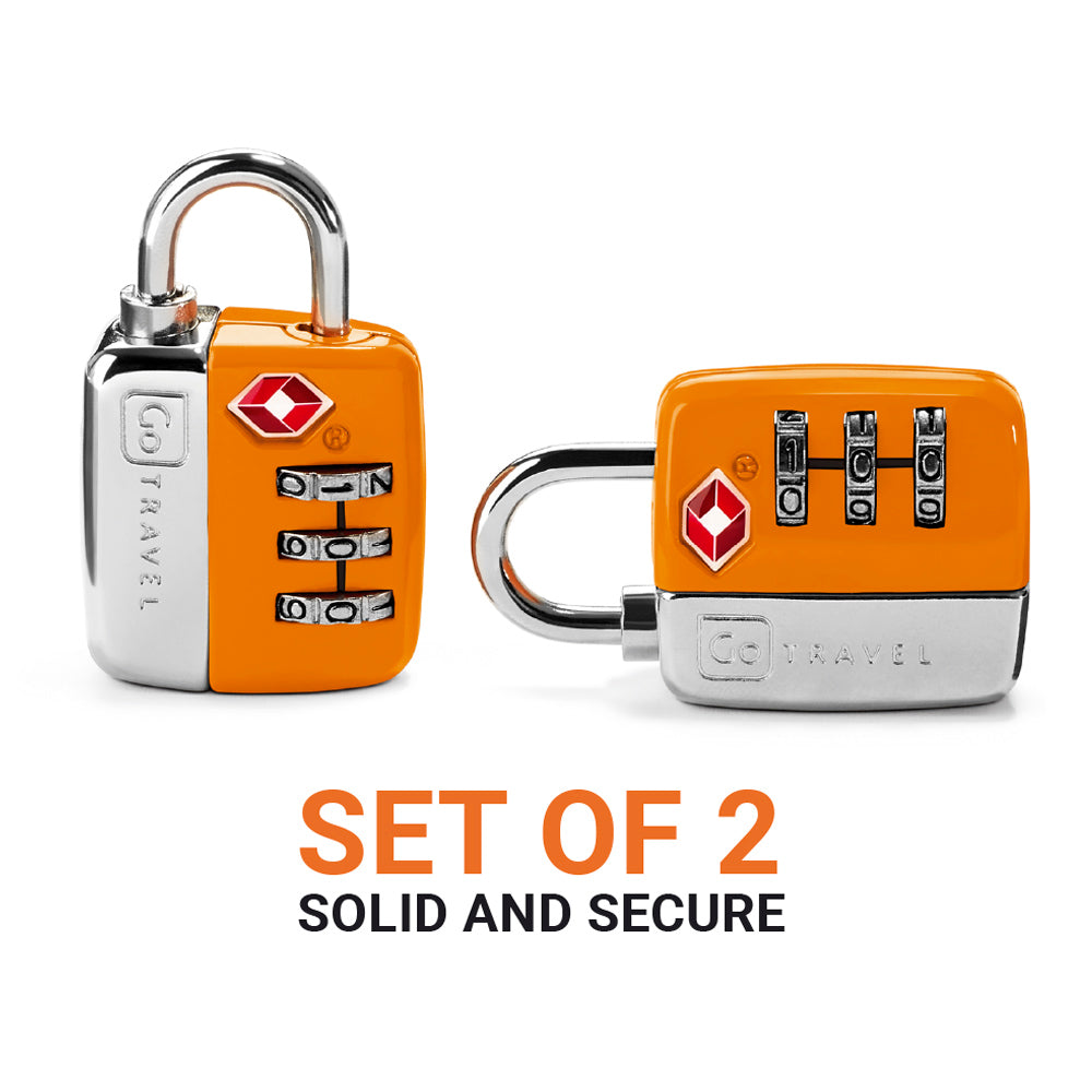 Go Travel Combi Twin TSA Padlocks (Set of 2) in Orange — angle view 3 # color_Orange