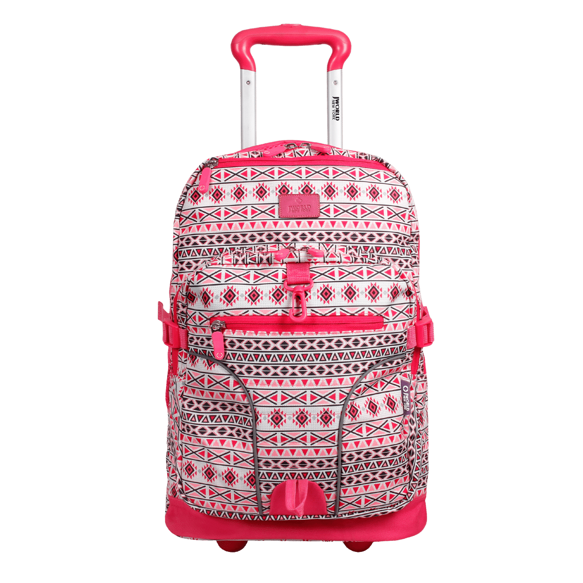 J World Lunar Multi-Purpose Laptop Rolling Backpack (19.5 Inch) in Skandi Pink — front view # color_Skandi Pink