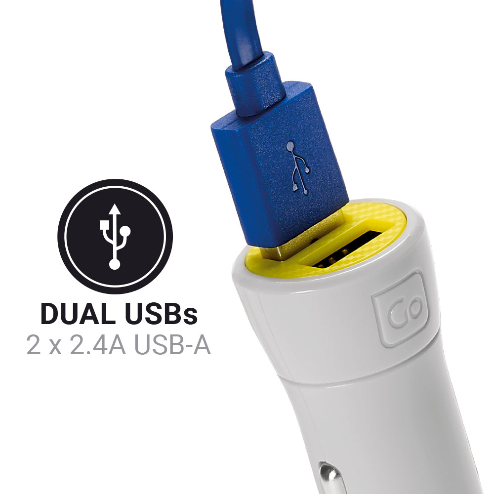 Go Travel In-Car Twin USB-A Charger – in socket
