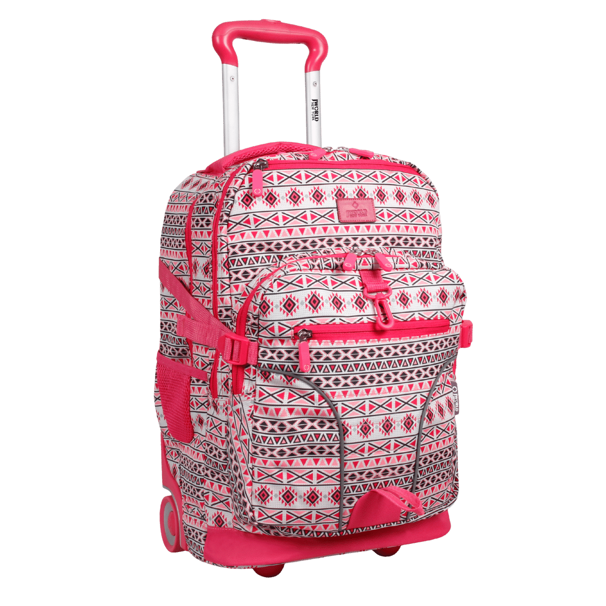 J World Lunar Multi-Purpose Laptop Rolling Backpack (19.5 Inch) in Skandi Pink — angle view 2 # color_Skandi Pink