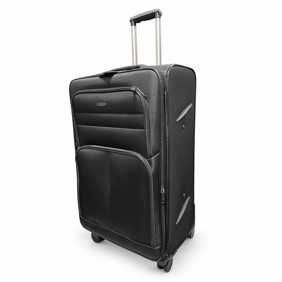 Camel Mountain 9122 Softside Expandable Spinner Luggage in Black — angle view 3