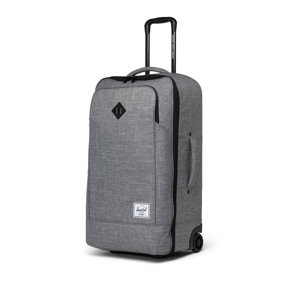 Herschel Heritage Softshell Luggage | Medium - 92L in Raven Crosshatch — angle view 3 # color_Raven Crosshatch