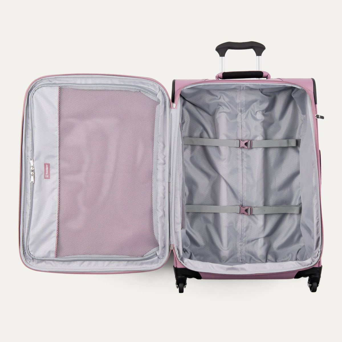 Travelpro Maxlite 5 25" Expandable Spinner in Orchid Pink — interior view