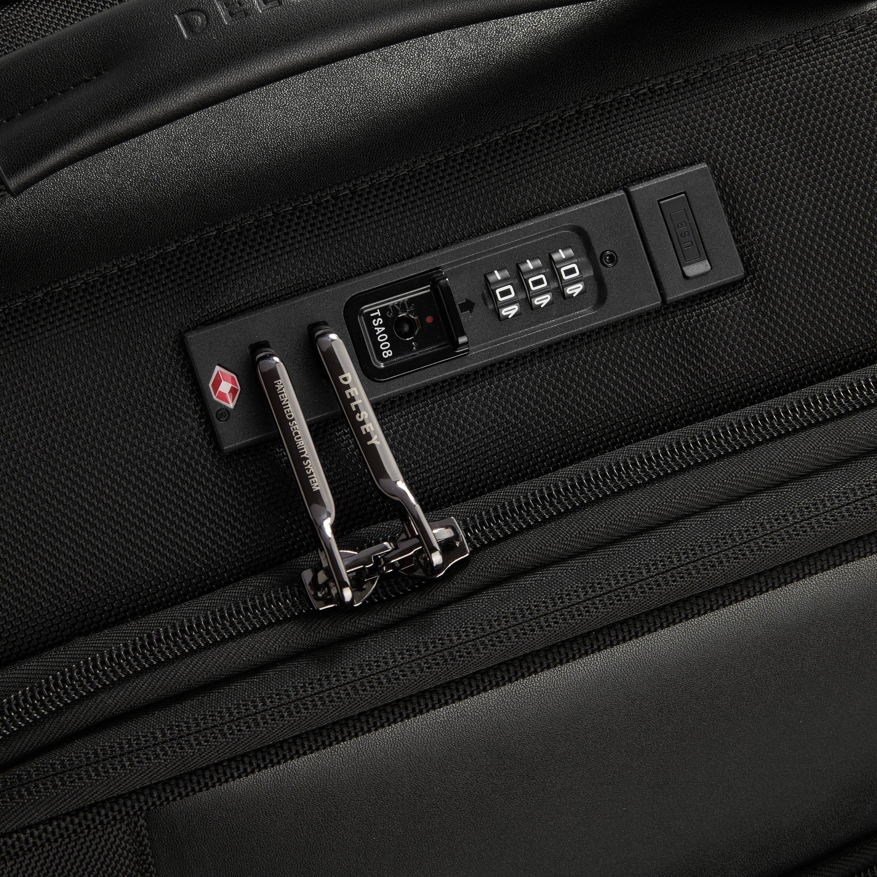Delsey Wagram Carry-On Plus Expandable Spinner in Black — detail view 2 # color_Black