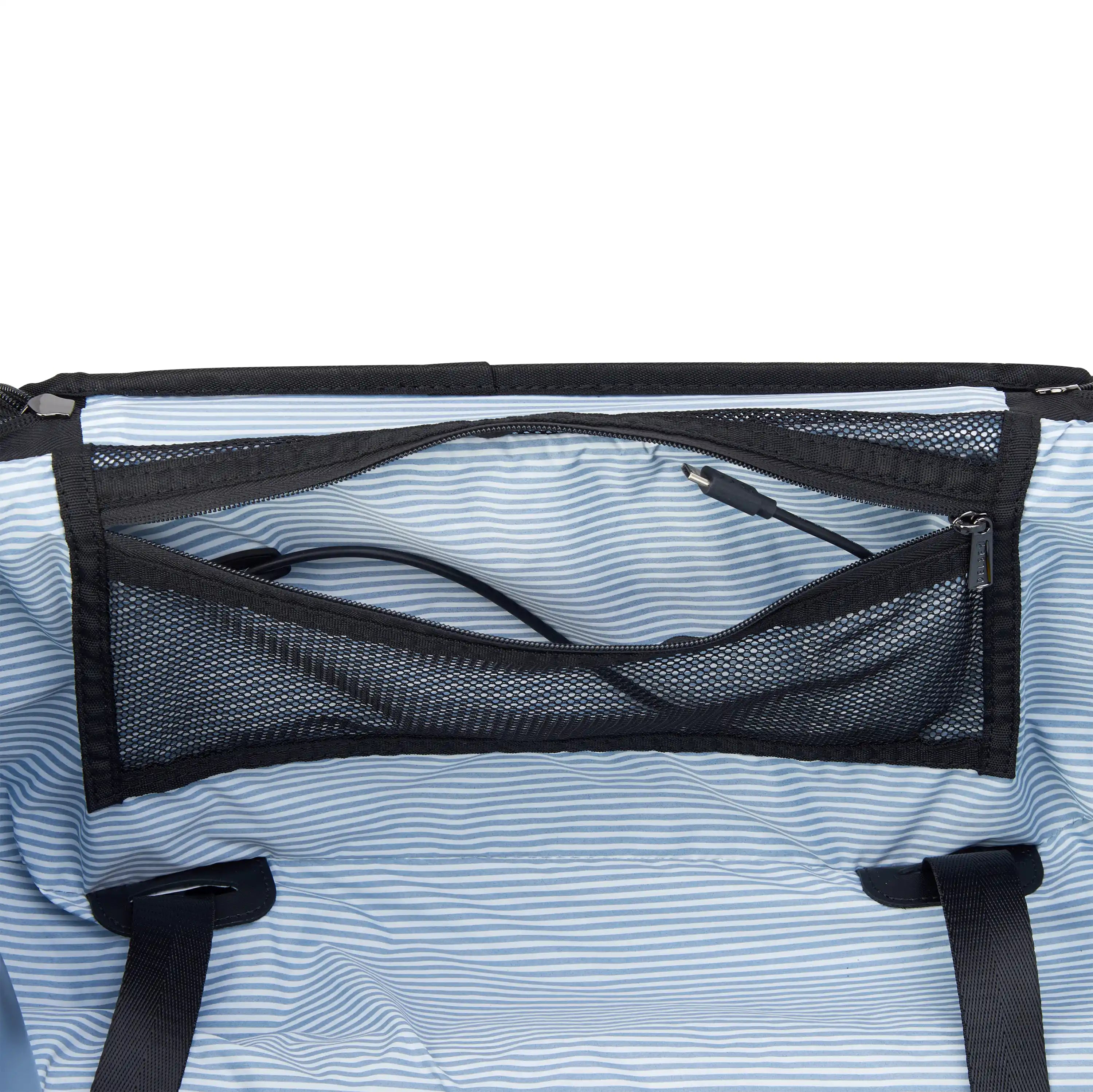 Delsey Wagram Carry-On Plus Expandable Spinner in Navy — interior view 2 # color_Navy