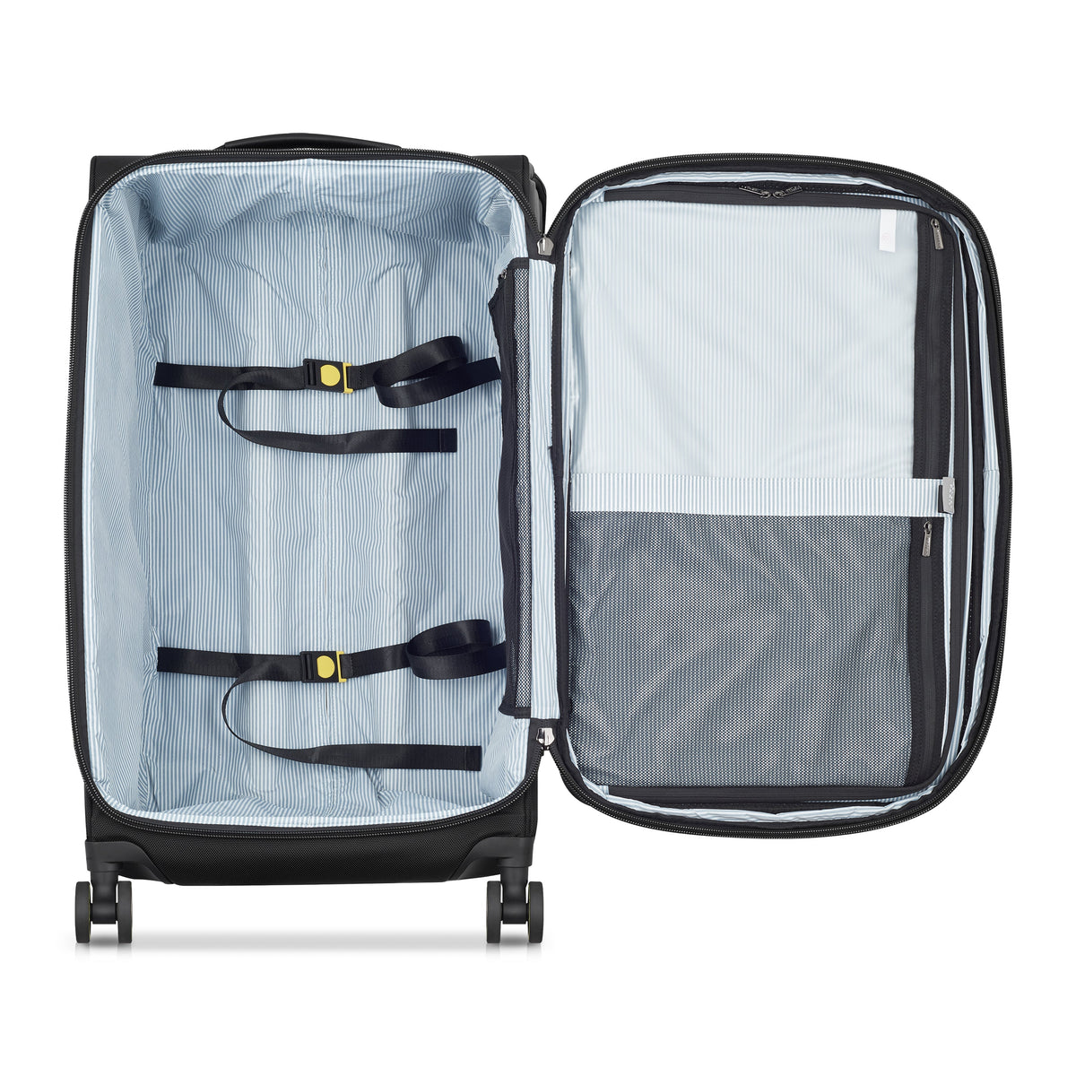 Delsey Wagram Medium Trunk Expandable Spinner in Black — interior view # color_Black