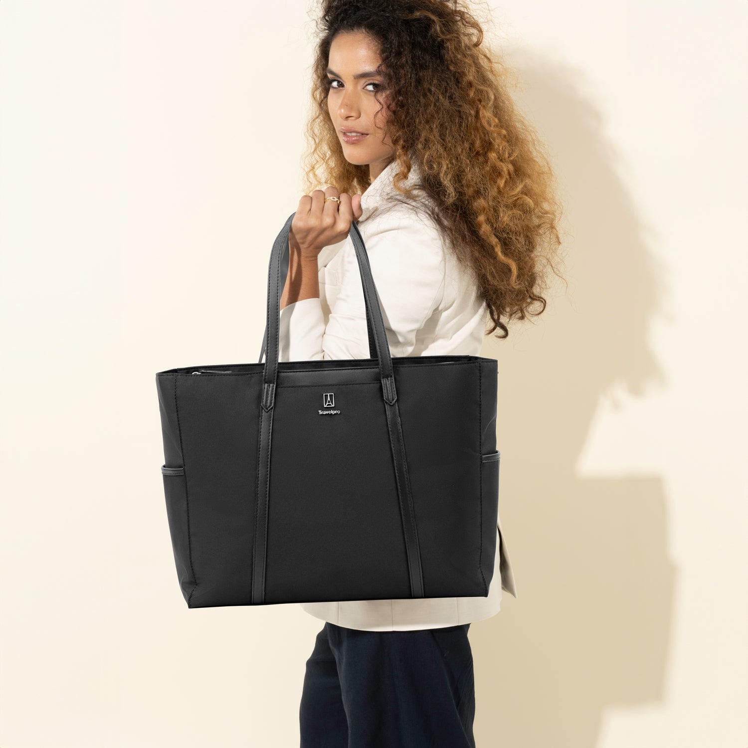 Travelpro Maxlite Women’s Tote in Black — angle view 2