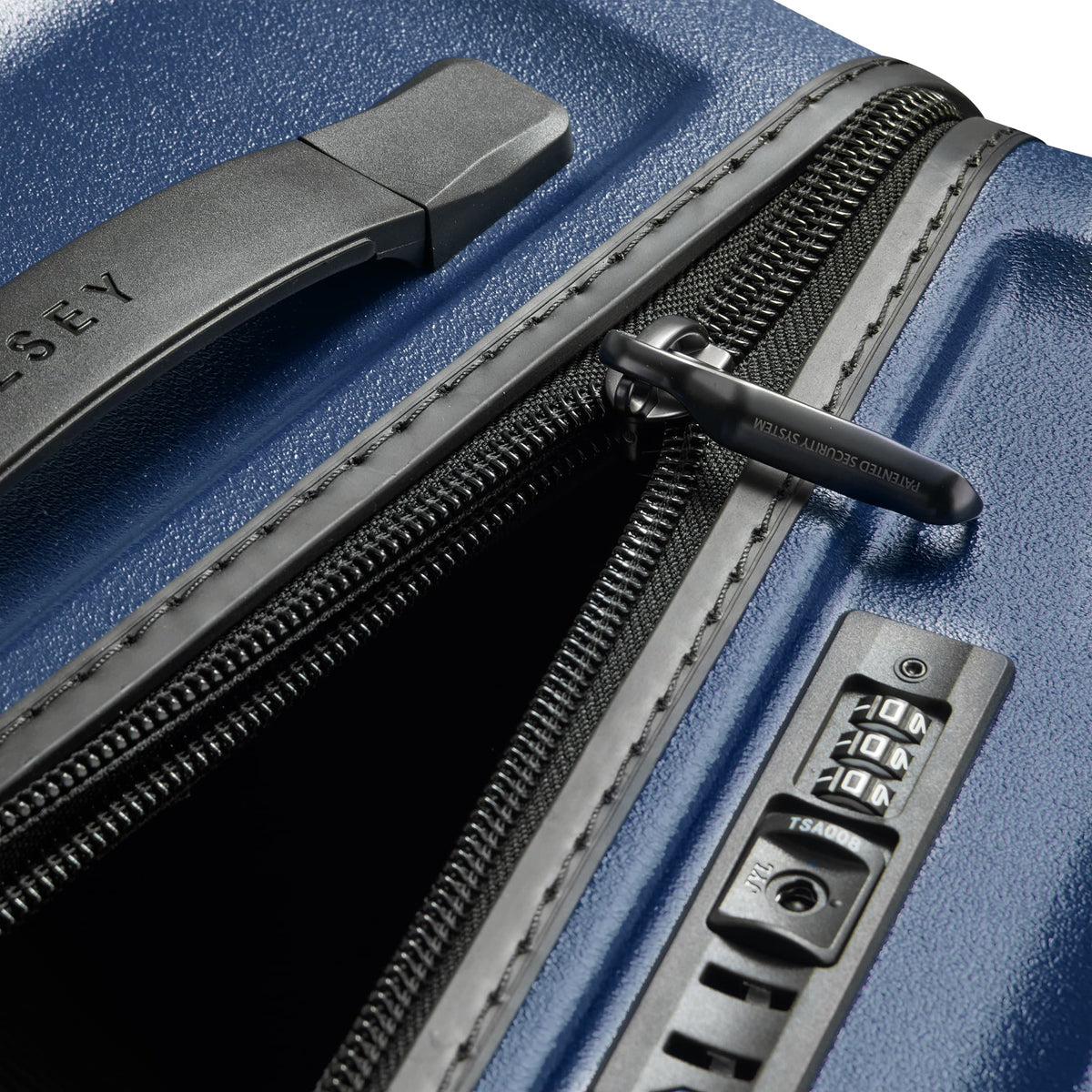 Delsey Turenne 2.0 Large Trunk Spinner in Night Blue — detail view 3 # color_Night Blue