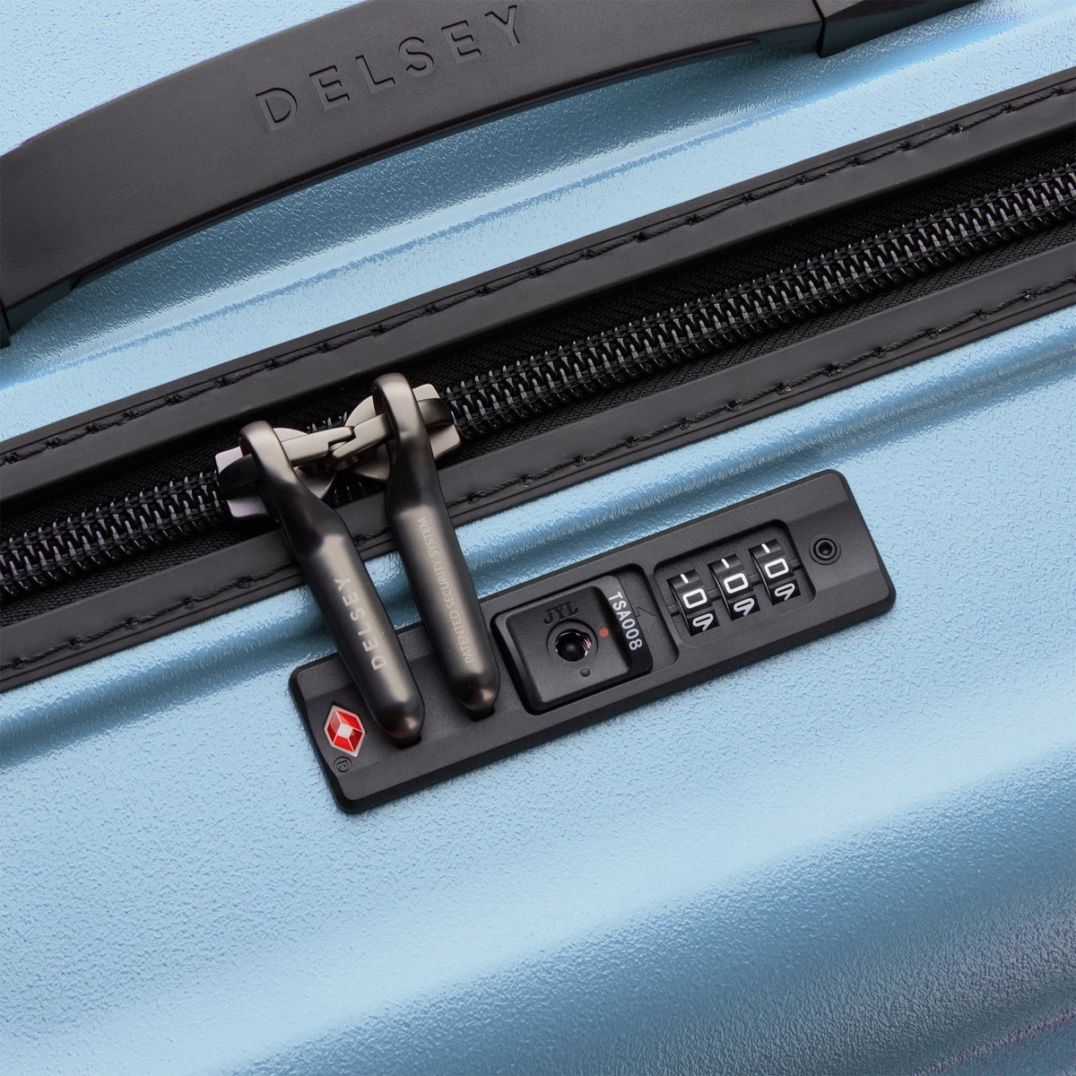 Delsey Turenne 2.0 Large Trunk Spinner in Blue Grey — detail view 2 # color_Blue Grey
