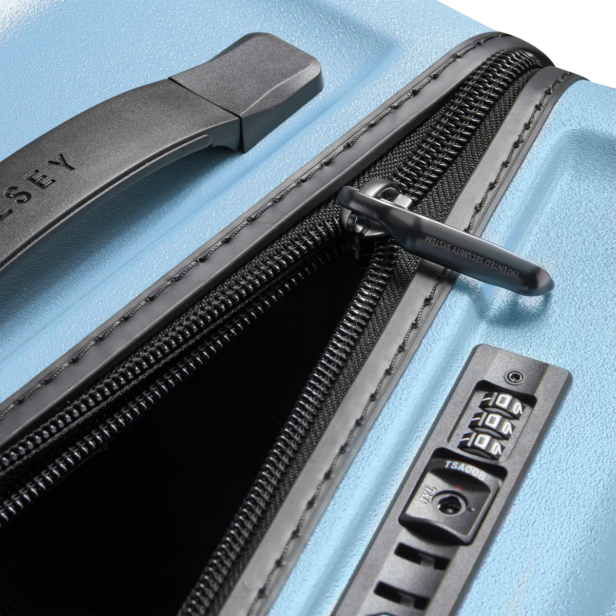 Delsey Turenne 2.0 Large Trunk Spinner in Blue Grey — detail view 3 # color_Blue Grey