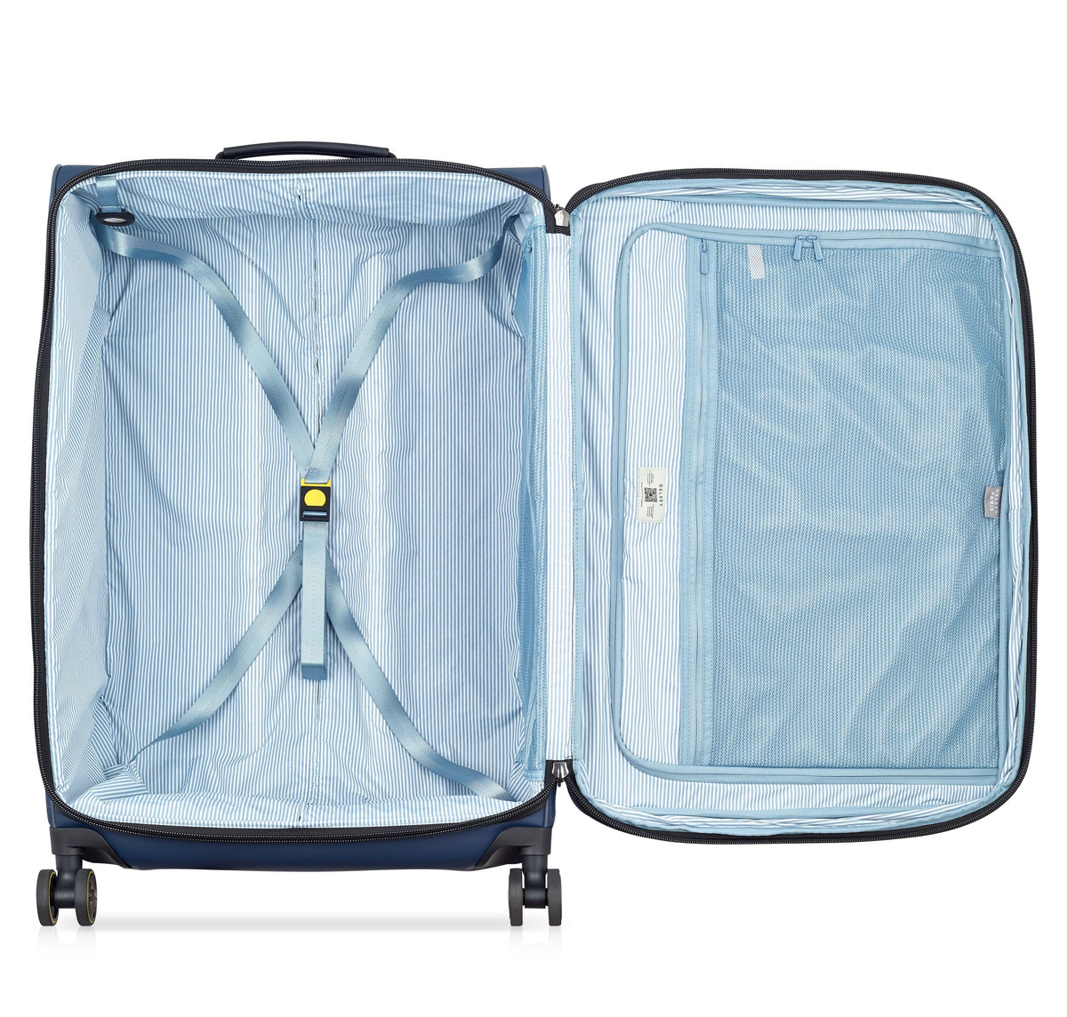 Delsey Turenne Soft Large Expandable Spinner in Navy — interior view