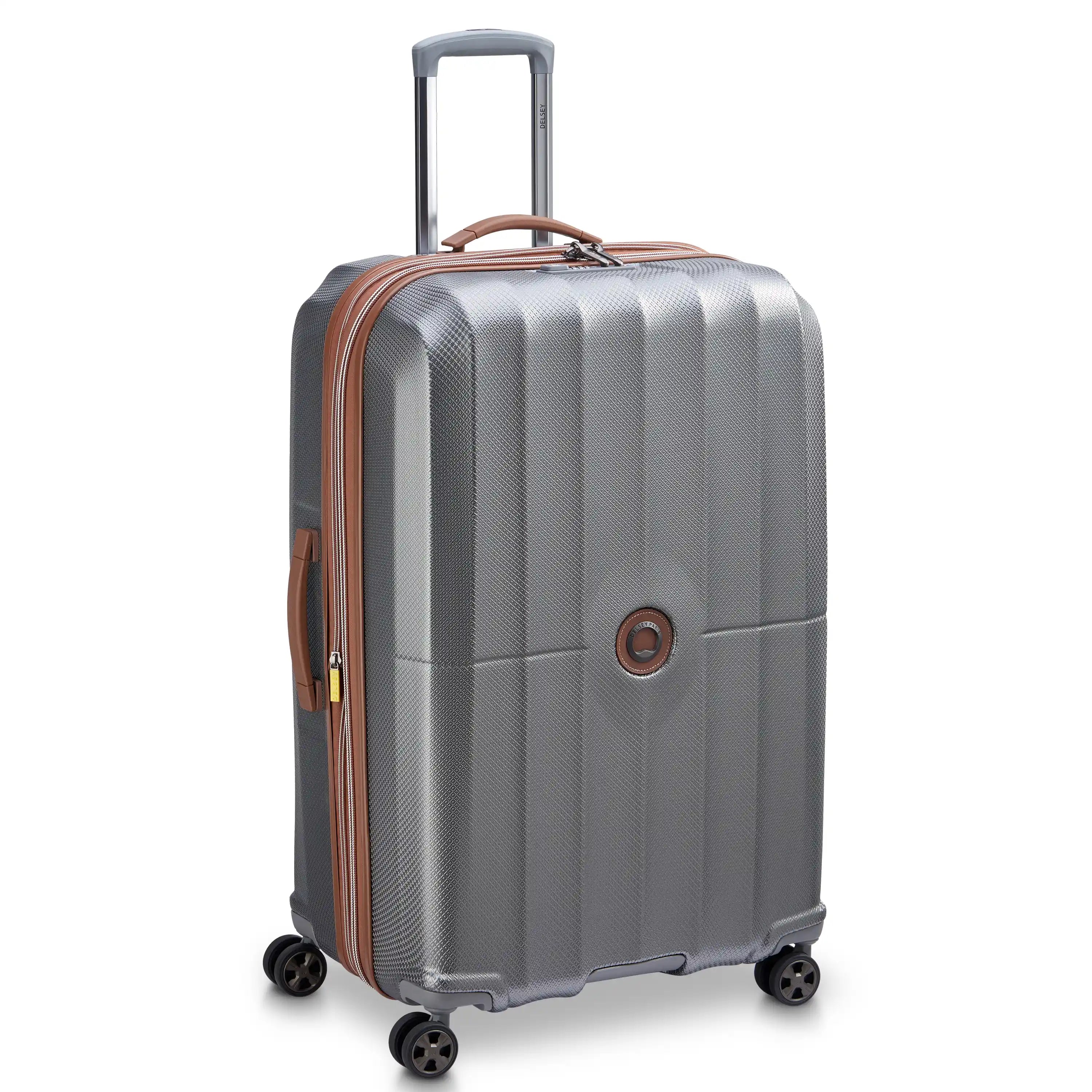 Delsey Carrousel Large Expandable Spinner in Platinum — front view # color_Platinum