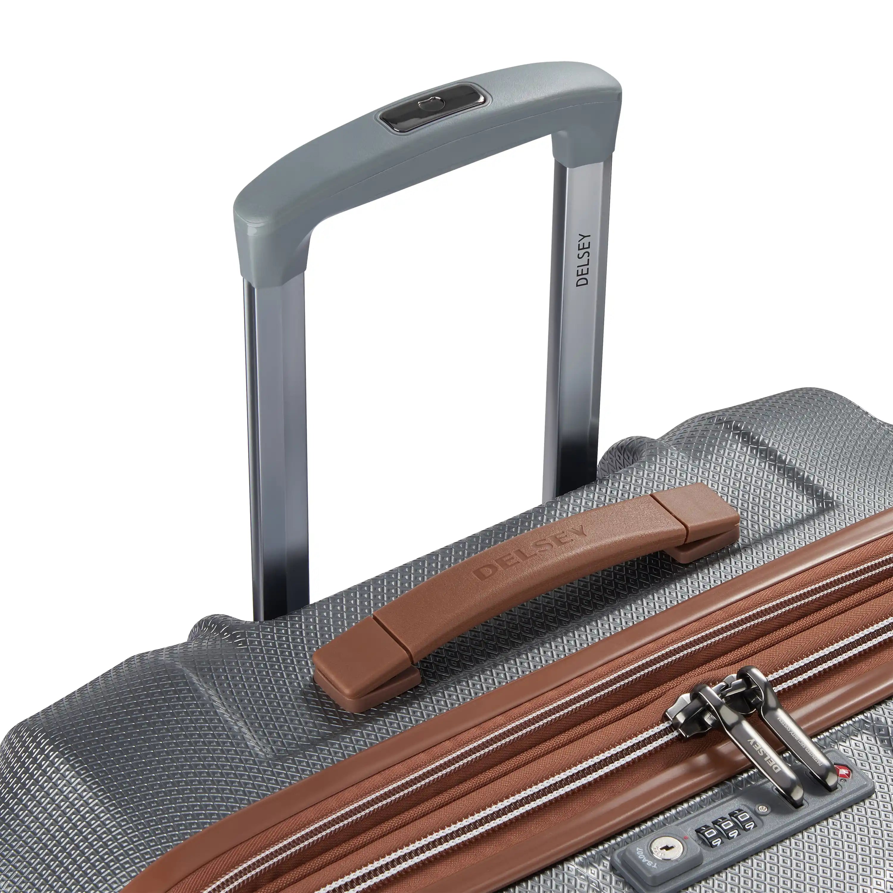 Delsey Carrousel Large Expandable Spinner in Platinum — detail view # color_Platinum