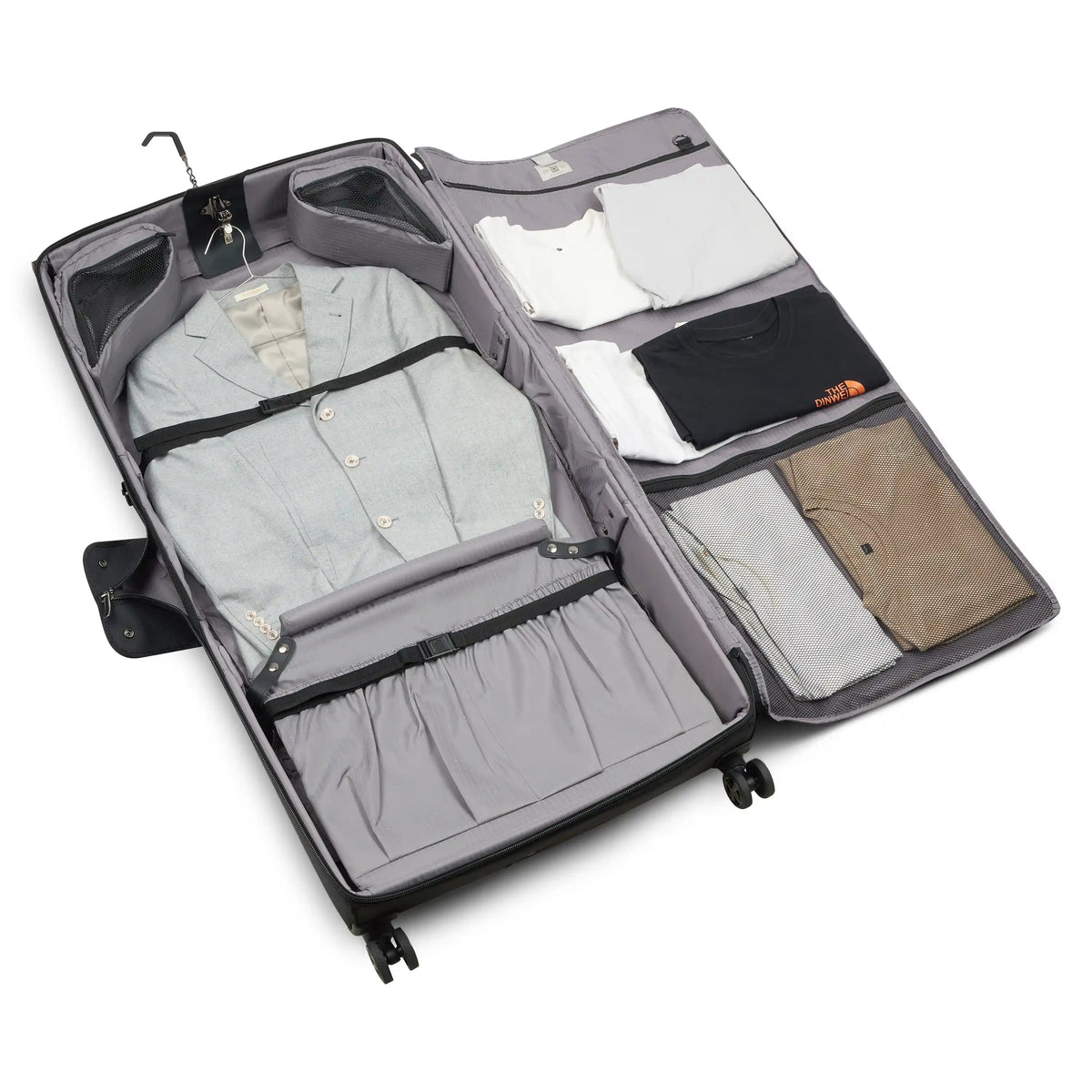 Delsey Helium DLX Large Rolling Garment Bag in Black — interior view 2 # color_Black
