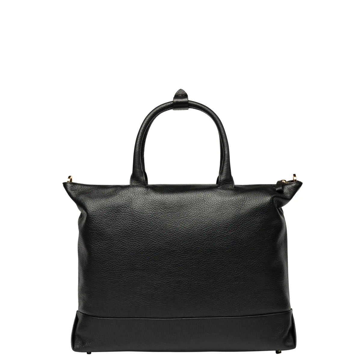 Delsey The Leather Collection Zippered Leather Tote Bag in Black — back view