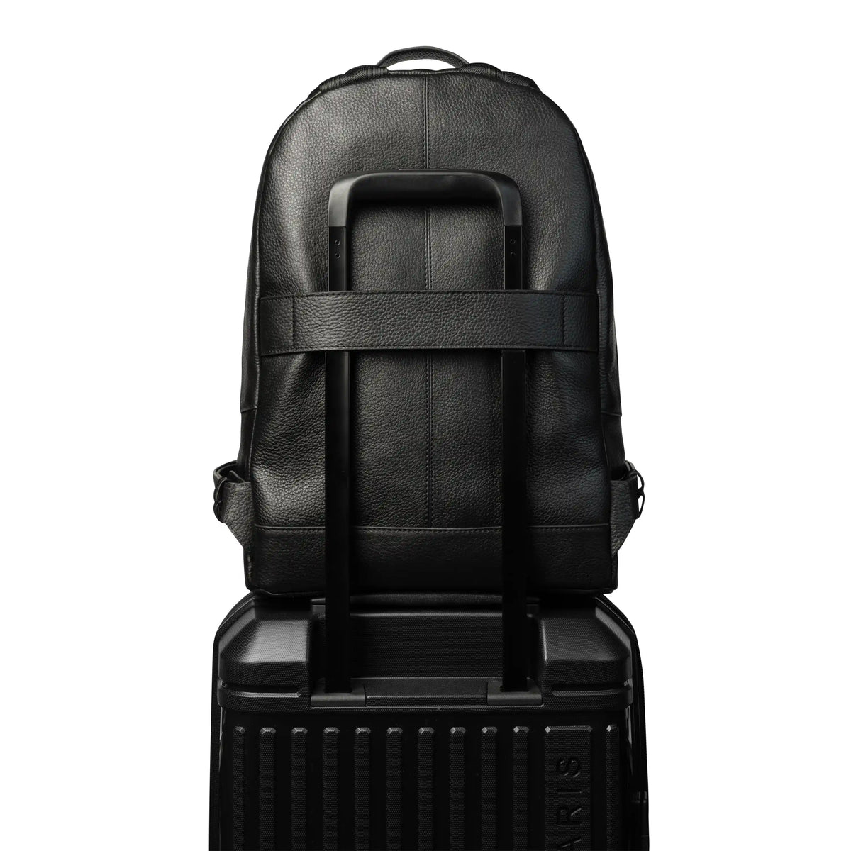 Delsey The Leather Collection Backpack in Black — detail view # color_Black