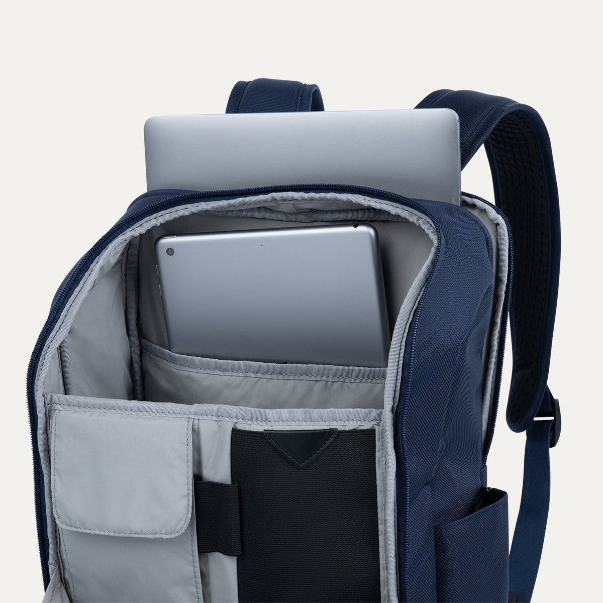 Travelpro Crew Executive Choice 3 Slim Laptop Backpack in Patriot Blue — interior view