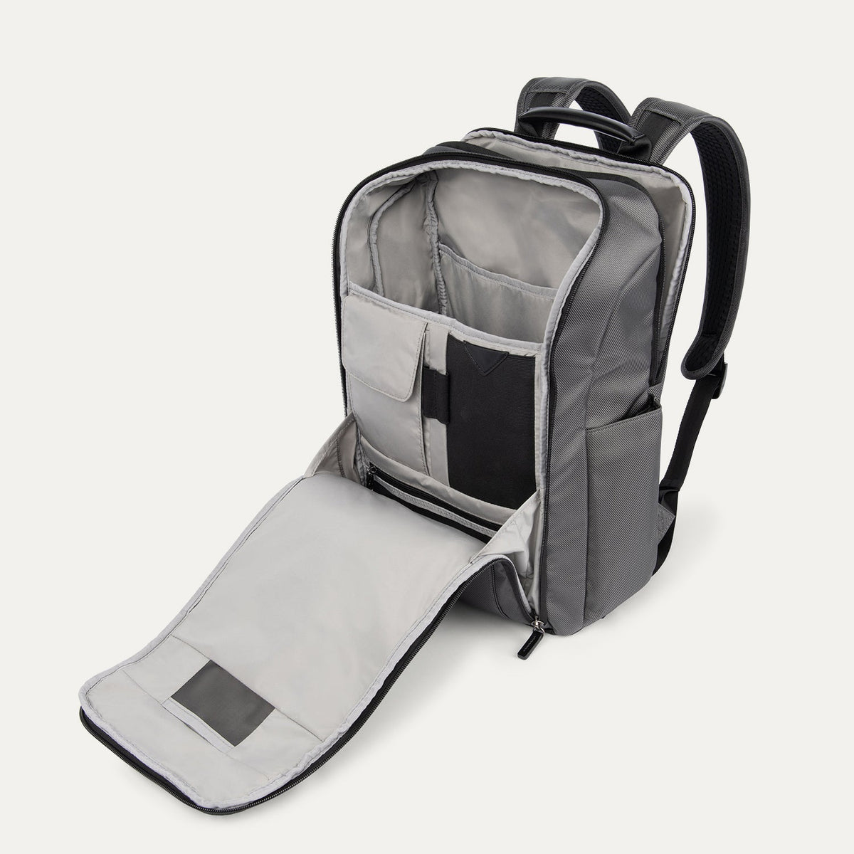 Travelpro Crew Executive Choice 3 Slim Laptop Backpack in Grey — interior view