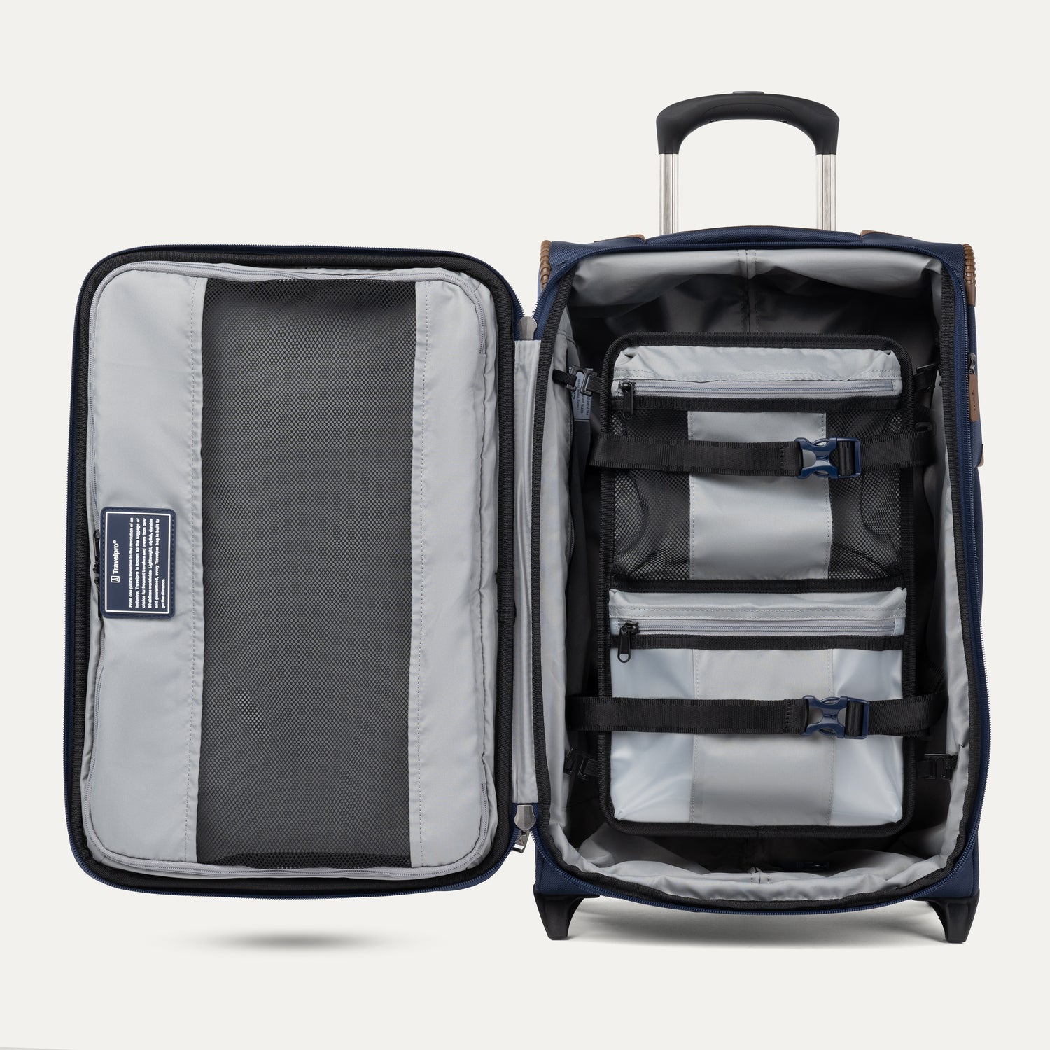 Travelpro Crew Classic Carry-On Expandable Rollaboard in Patriot Blue — angle view 2