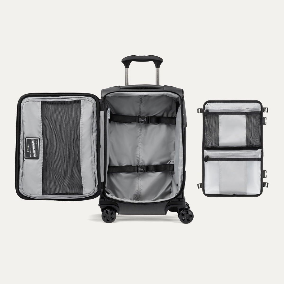 Travelpro Crew Classic Carry-On Spinner in Titanium Grey — interior view