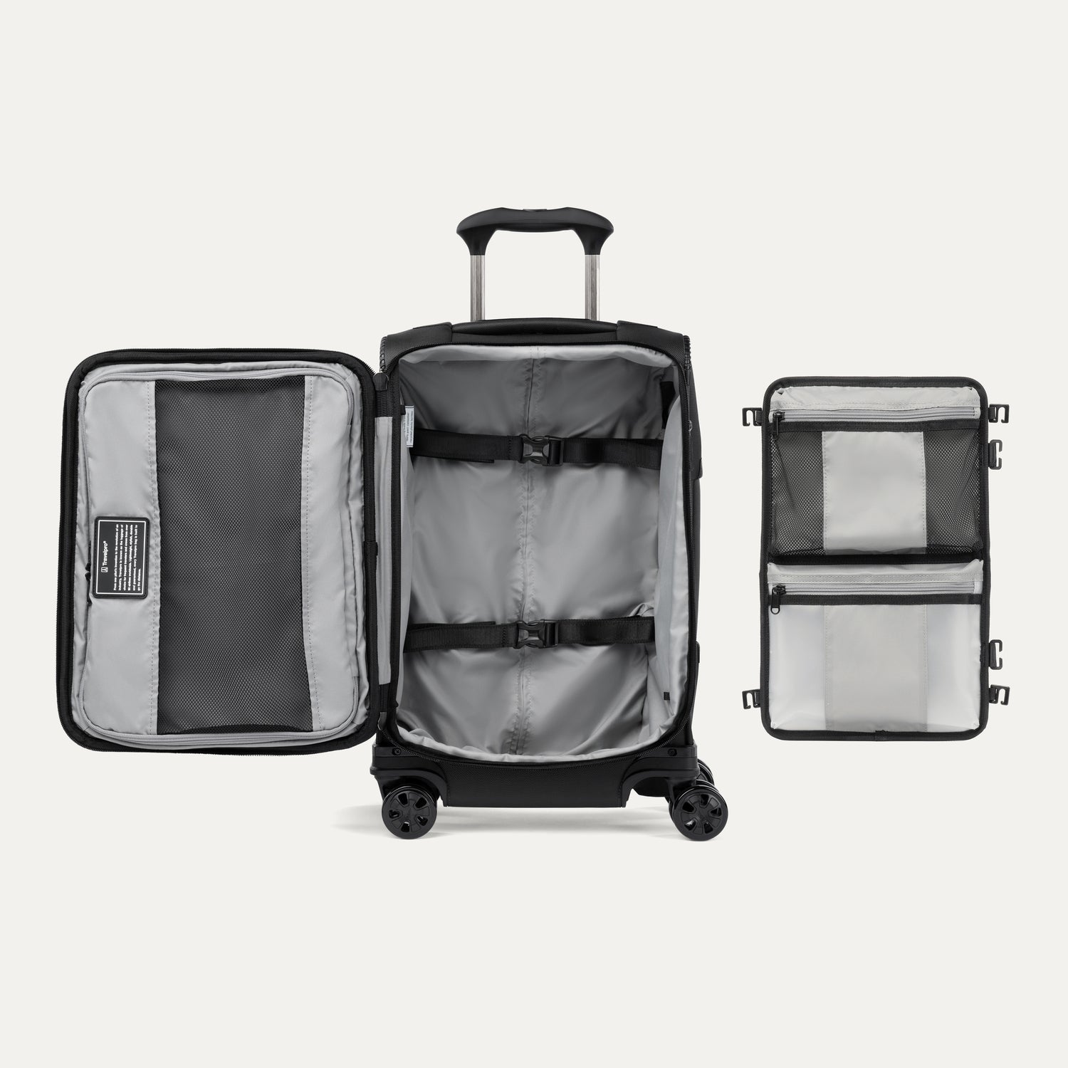 Travelpro Crew Classic Compact Carry-On Expandable Spinner in Black — back view