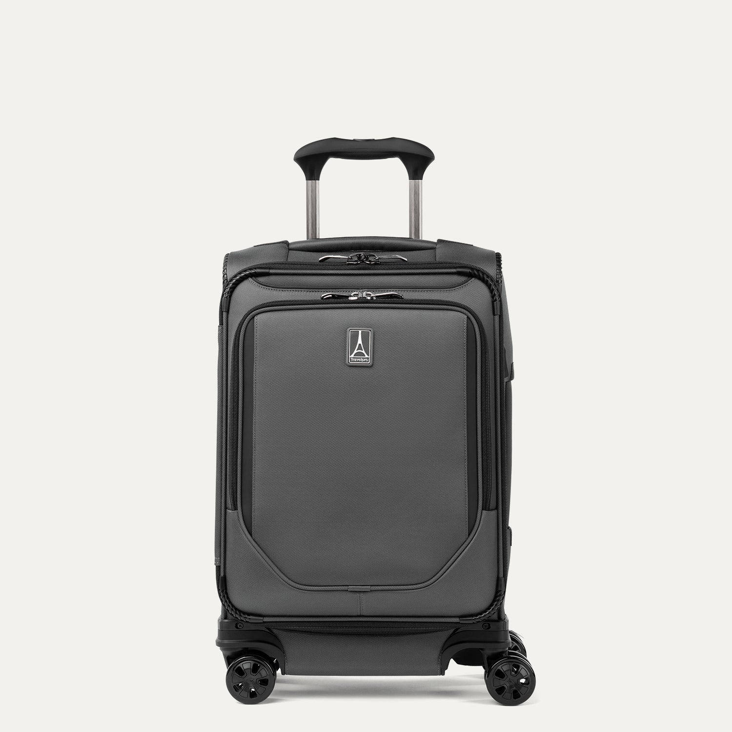Travelpro Crew Classic Compact Carry-On Expandable Spinner in Titanium Grey — front view