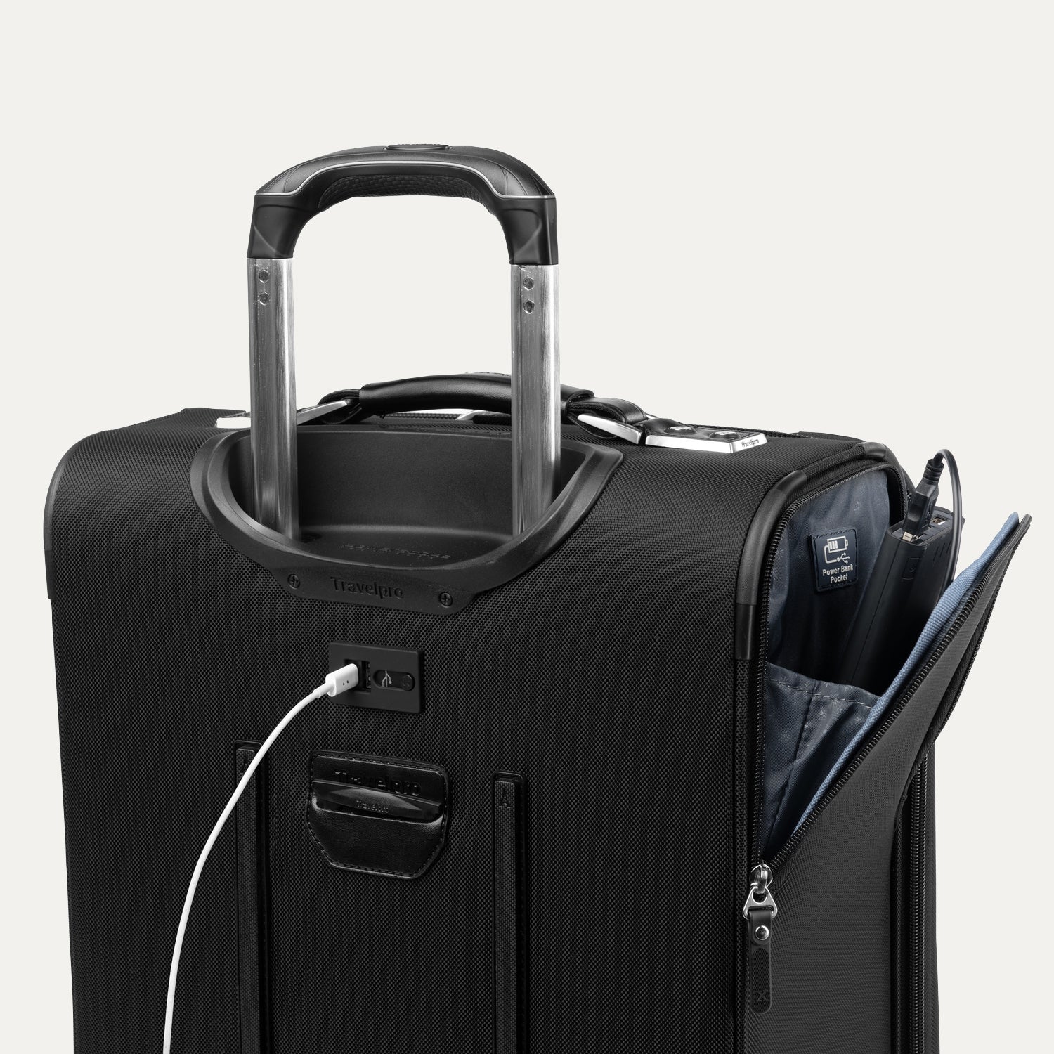 Travelpro Platinum Elite 22" Carry-On Expandable Rollaboard in Shadow Black — detail view