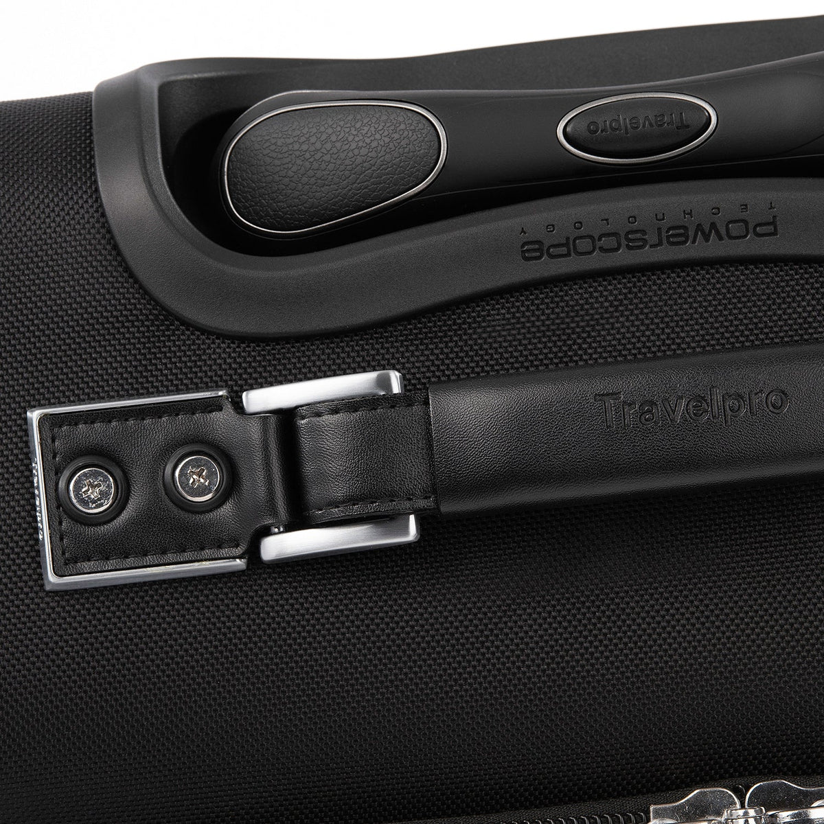 Travelpro Platinum Elite 21” Expandable Carry-On Spinner in Shadow Black — detail view 3