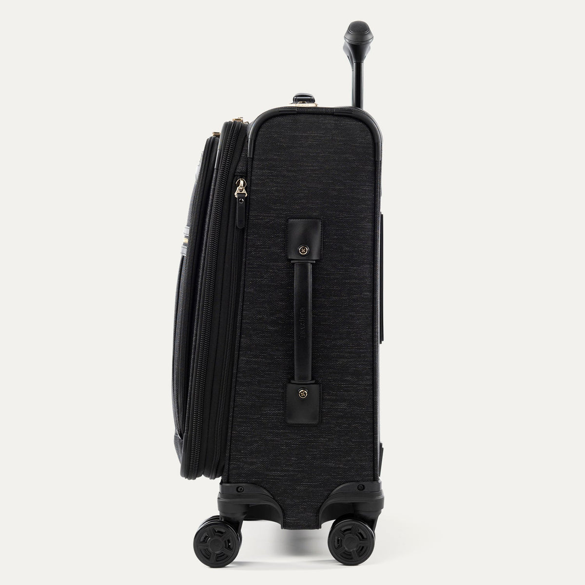Travelpro Platinum Elite 21” Expandable Carry-On Spinner in Intrigue Black — angle view 3
