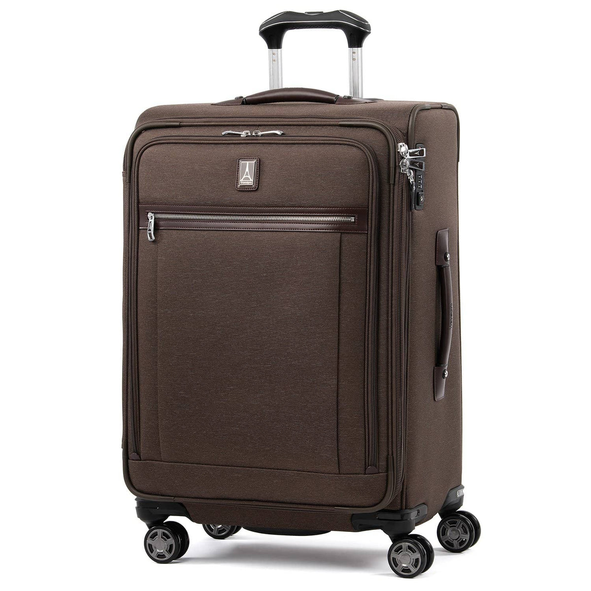 Travelpro Platinum Elite 25" Expandable Spinner in Rich Espresso — front view # color_Rich Espresso