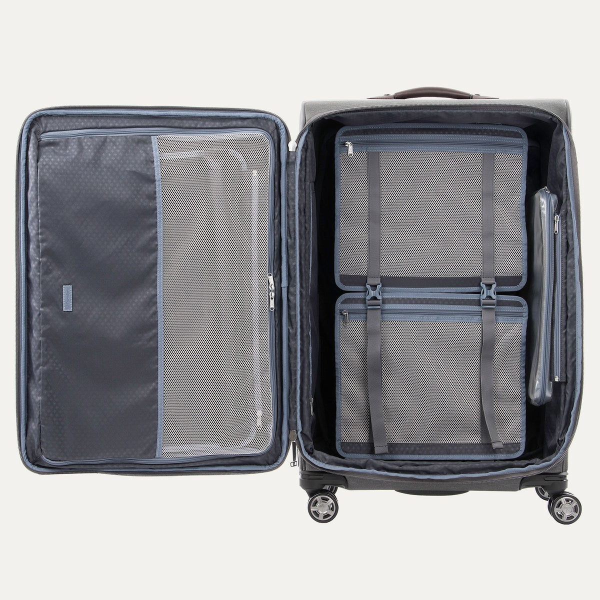 Travelpro Platinum Elite 29” Expandable Spinner in Vintage Grey — interior view