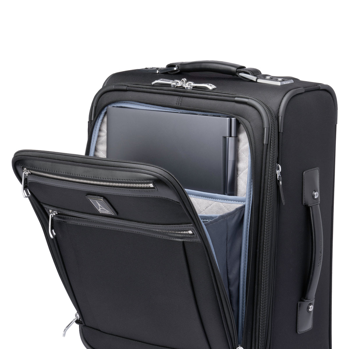 Travelpro Platinum Elite 20" Carry-On Expandable Business Plus Spinner in Shadow Black — angle view 2