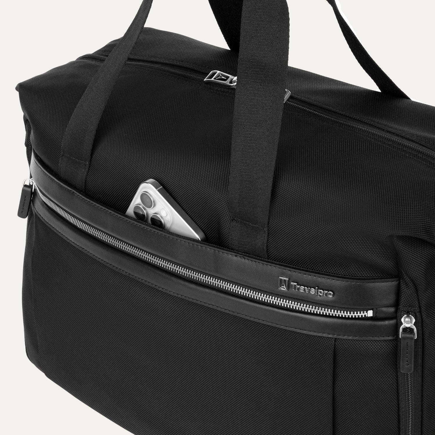 Travelpro Platinum Elite Soft Duffel in Black — angle view 6