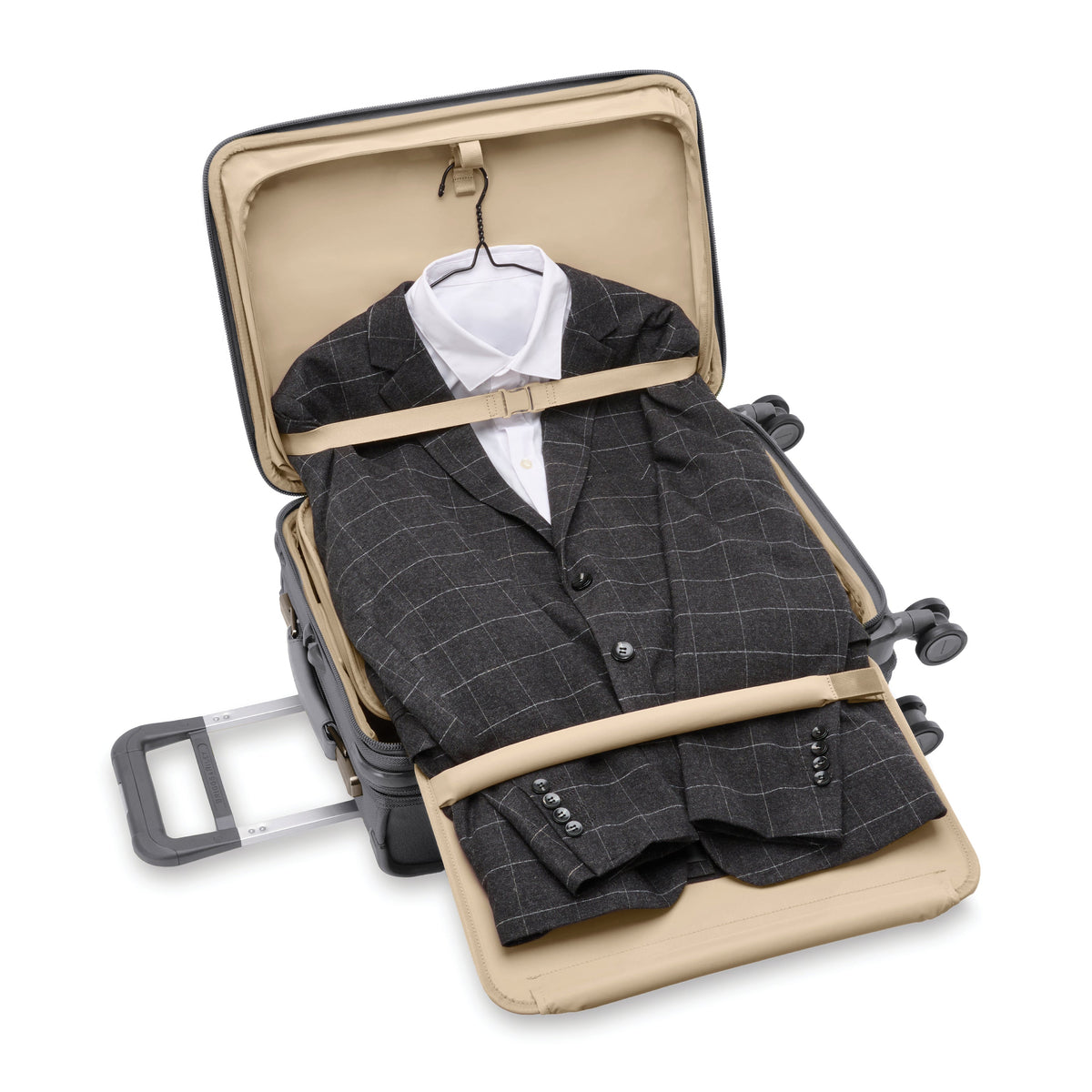 Briggs & Riley Baseline Essential 22" Carry-On Expandable Spinner in Steel Gray — interior view 3