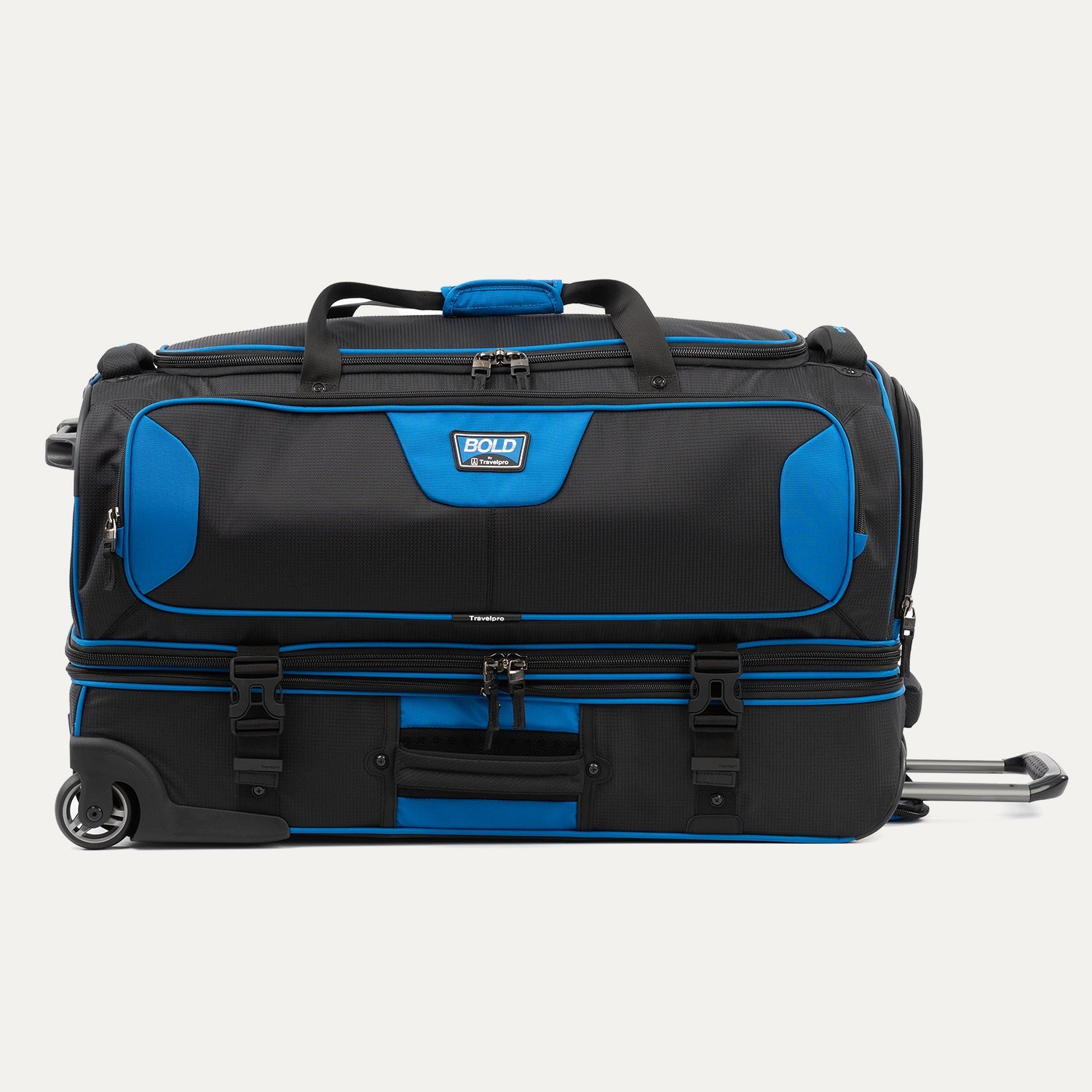 Travelpro Bold by Travelpro 30" Check-In Drop-Bottom Expandable Rolling Duffel in Blue Black — front view