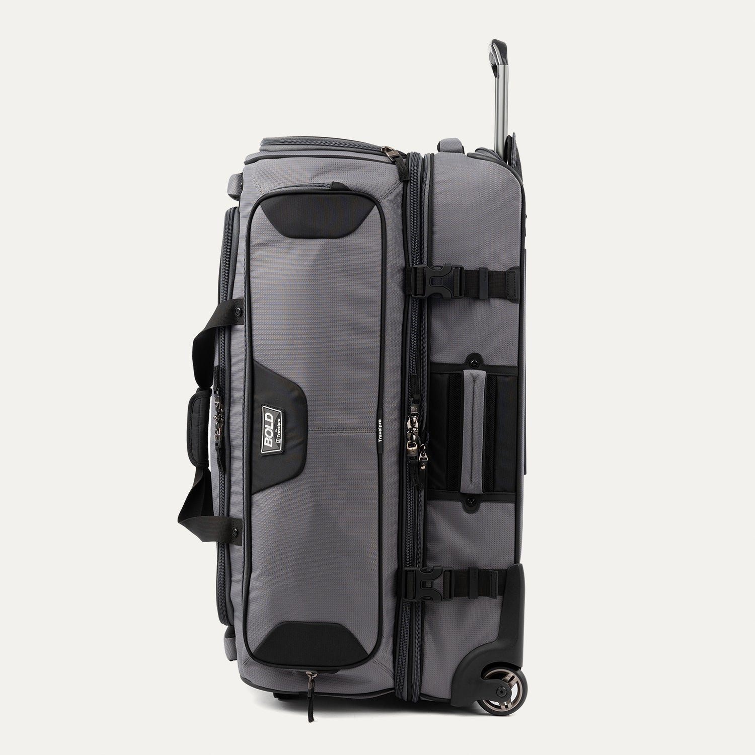 Travelpro Bold by Travelpro 30" Check-In Drop-Bottom Expandable Rolling Duffel in Gray Black — detail view