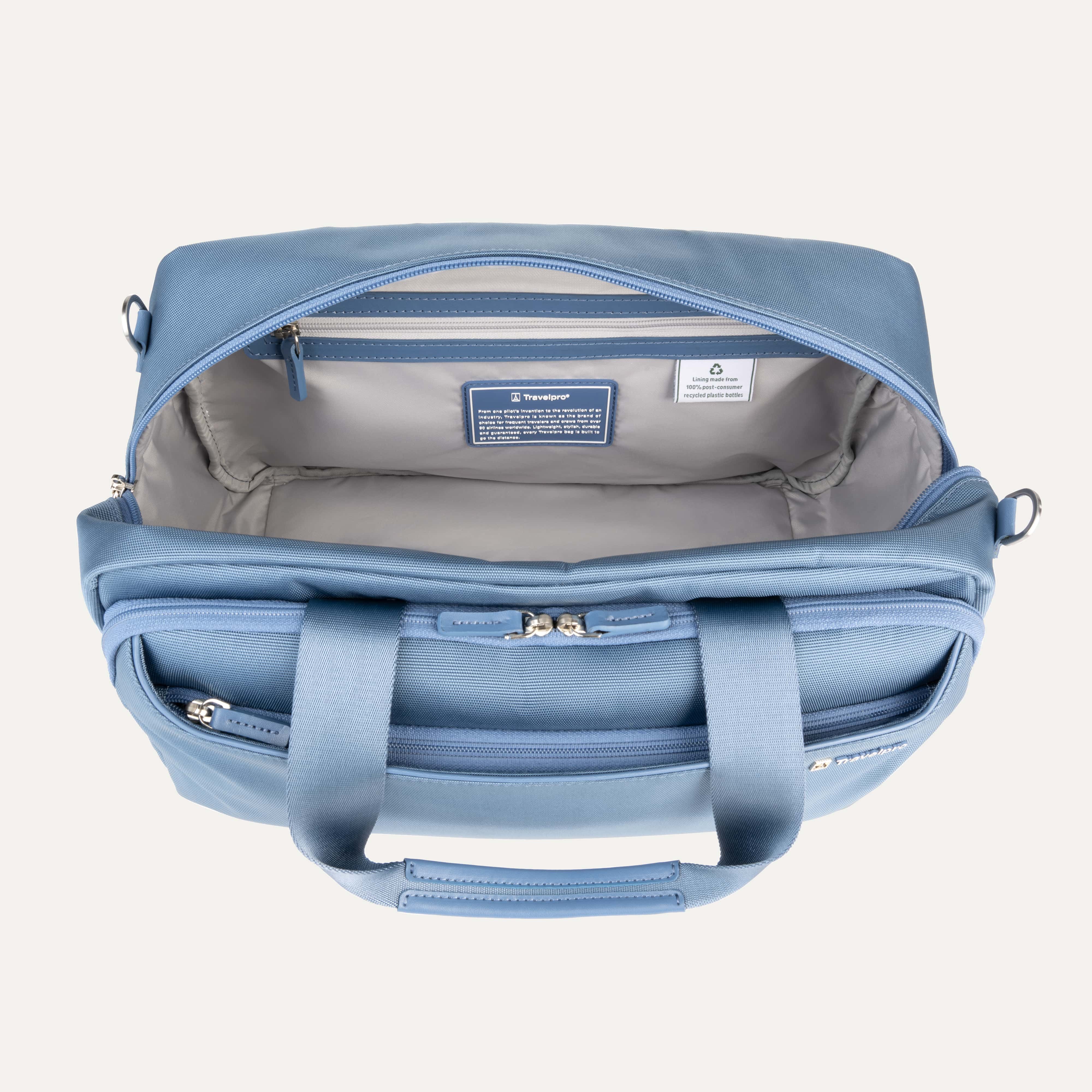 Travelpro VersaPack+ UnderSeat Tote in Elemental Blue — back view