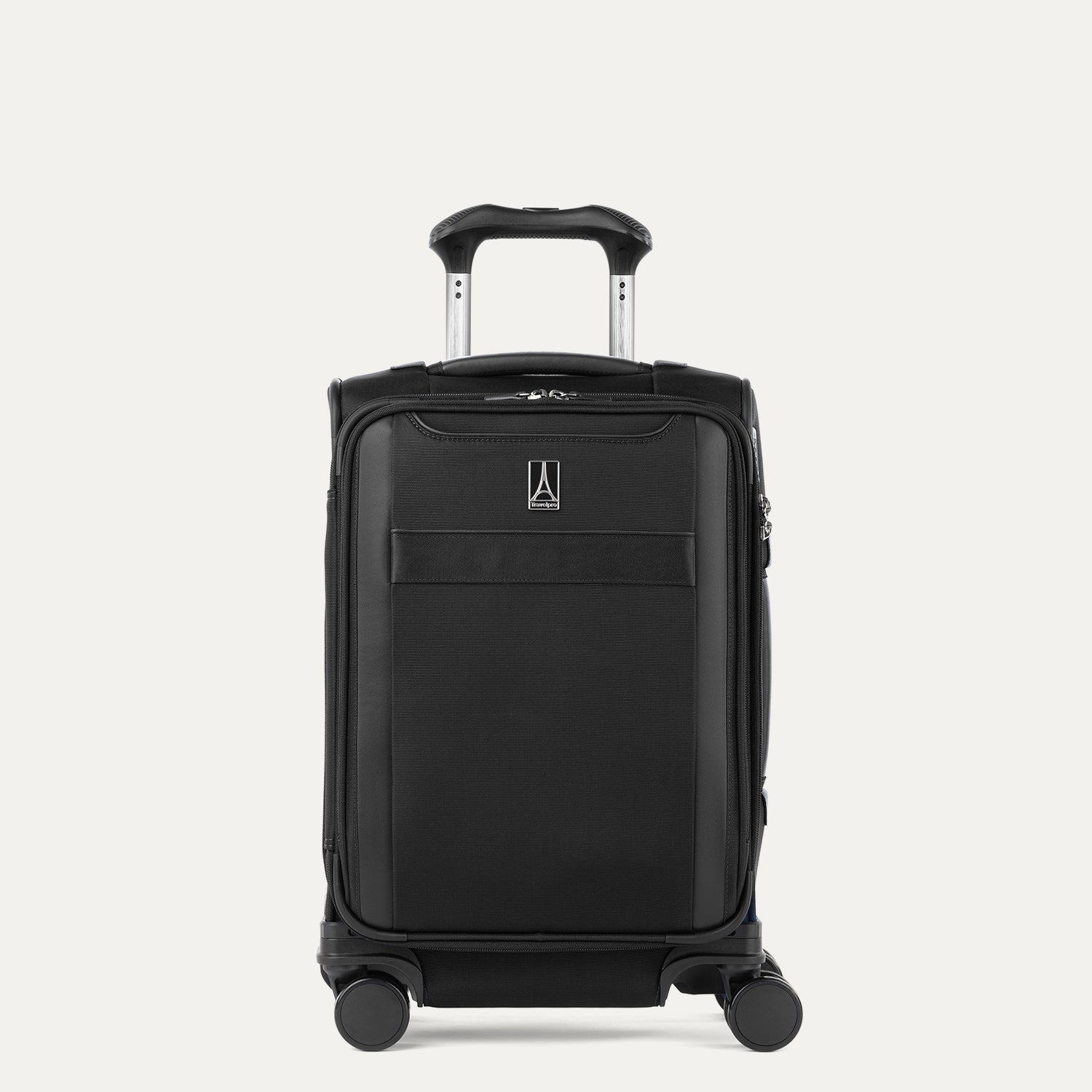 Travelpro VersaPack+ Compact Carry-On Spinner in Black — front view
