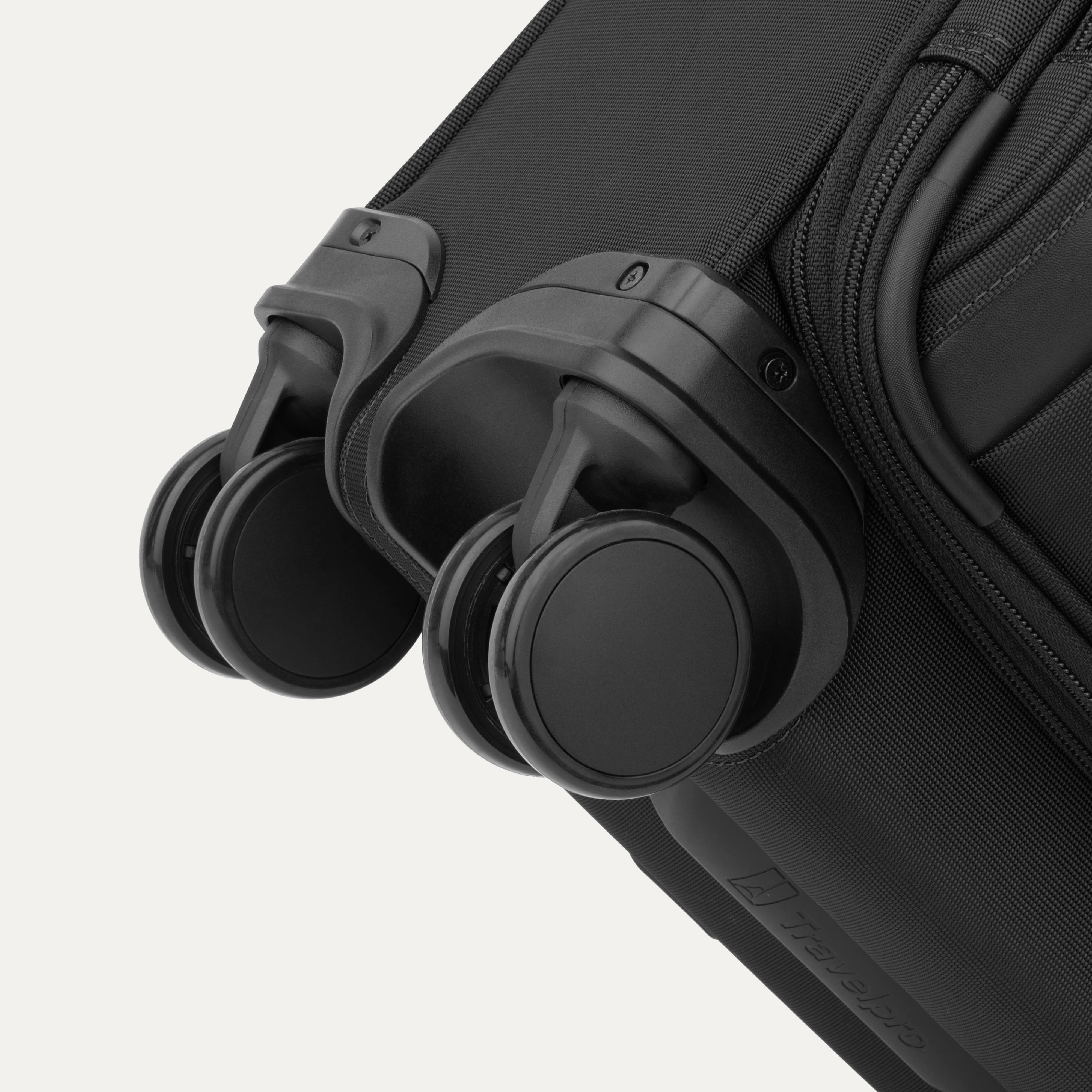 Travelpro VersaPack+ Compact Carry-On Spinner in Black — detail view